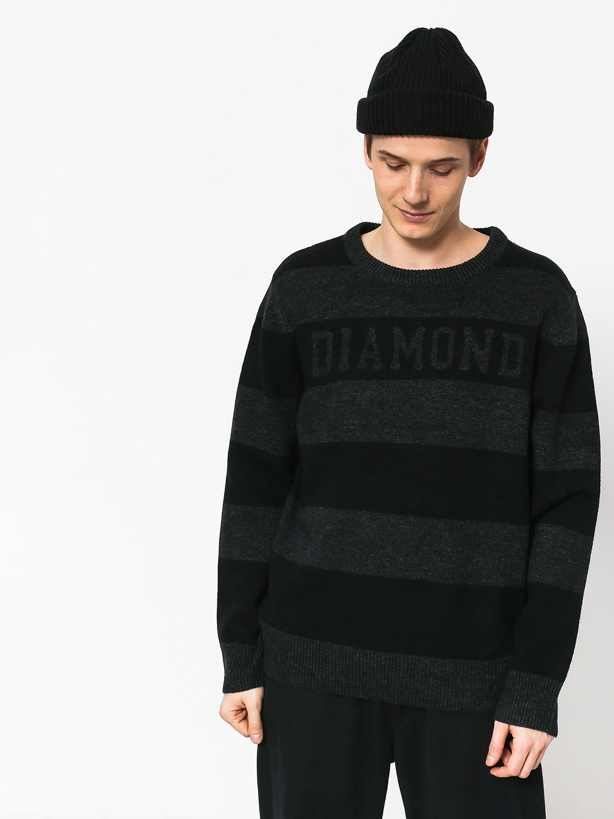 Sweter Diamond Supply Co. Striped Wool (black)