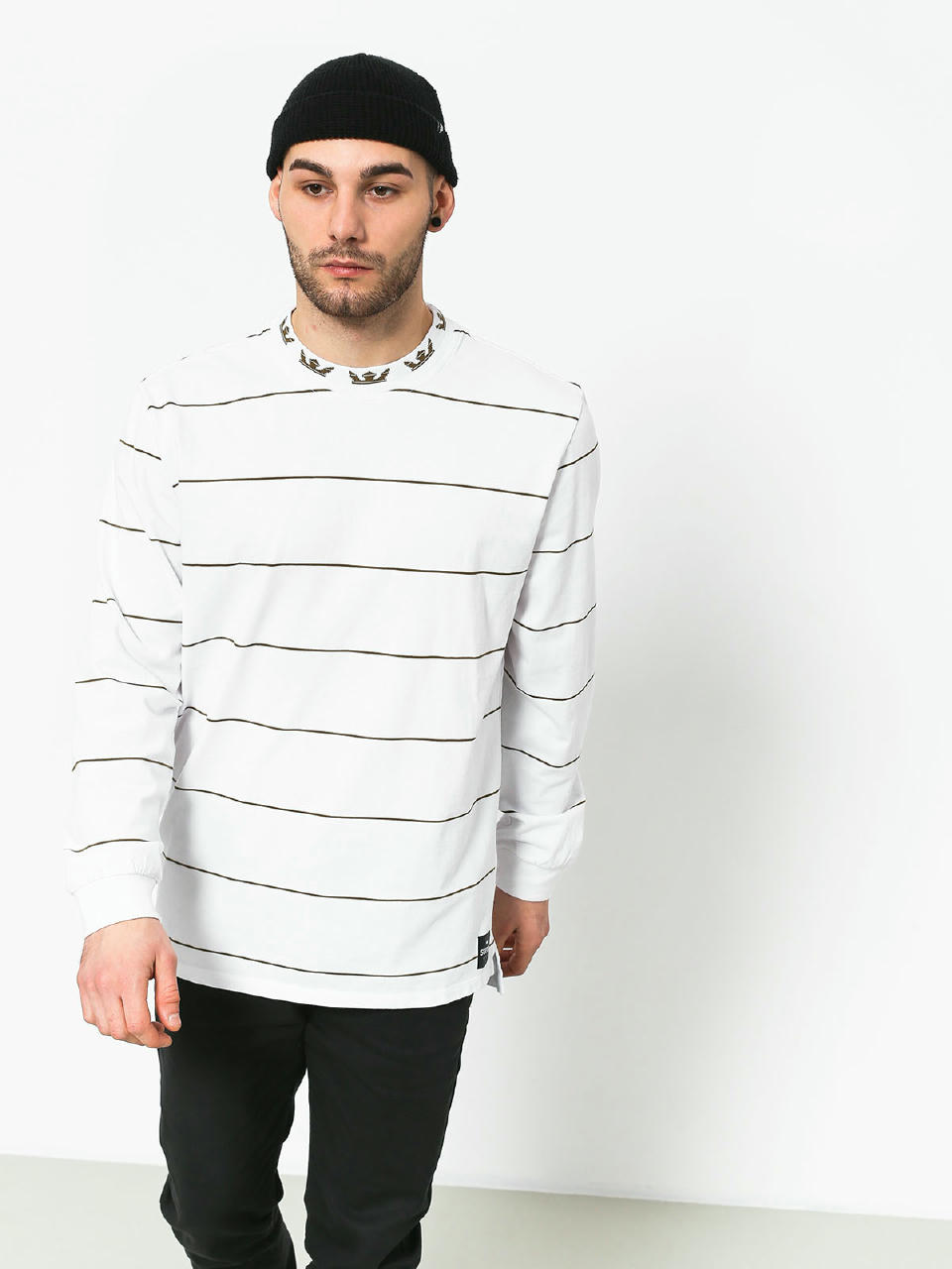 Longsleeve Supra Banded (white/olv)