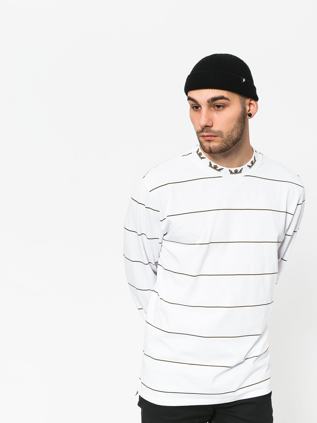 Longsleeve Supra Banded (white/olv)