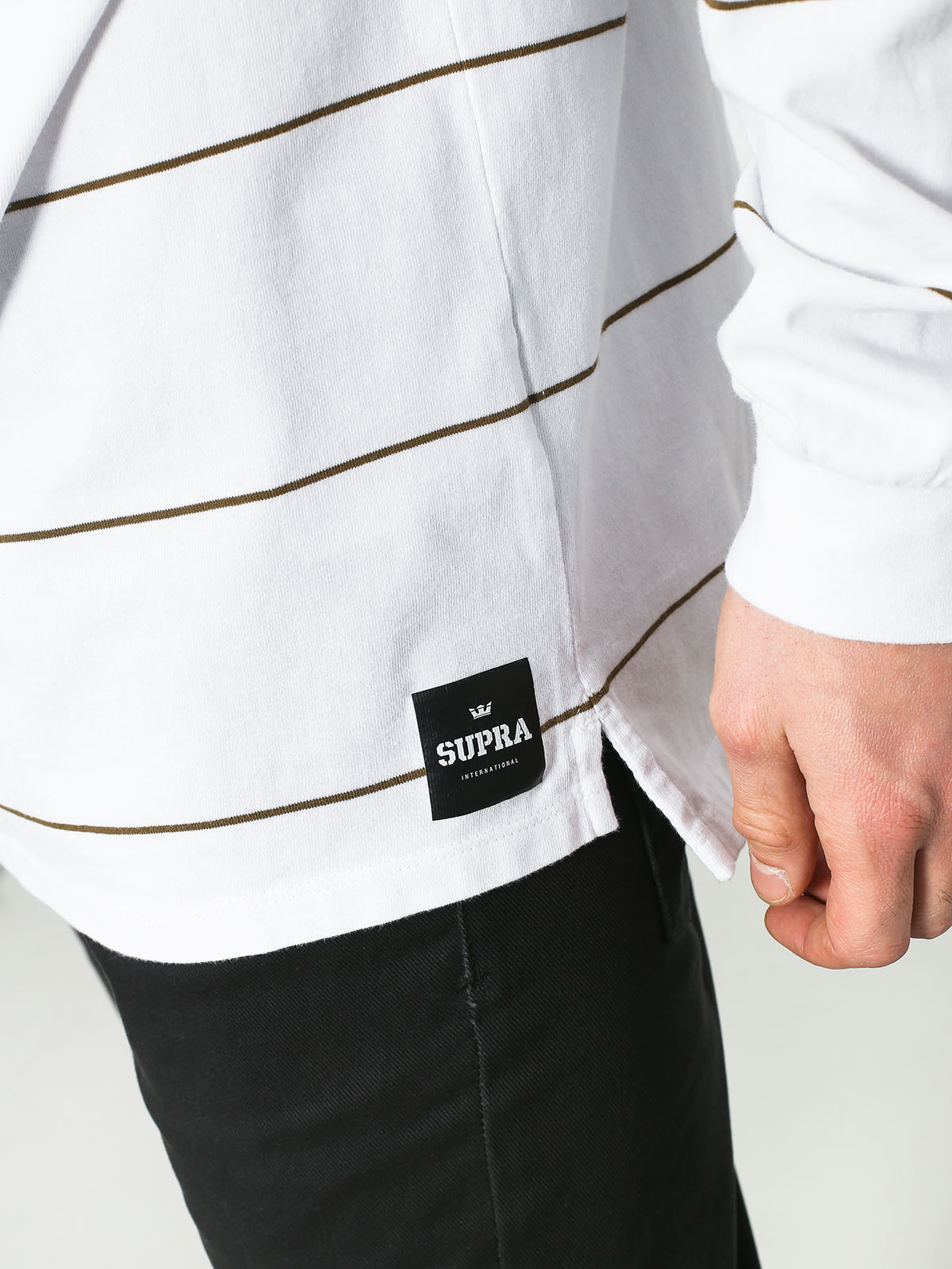 Longsleeve Supra Banded (white/olv)