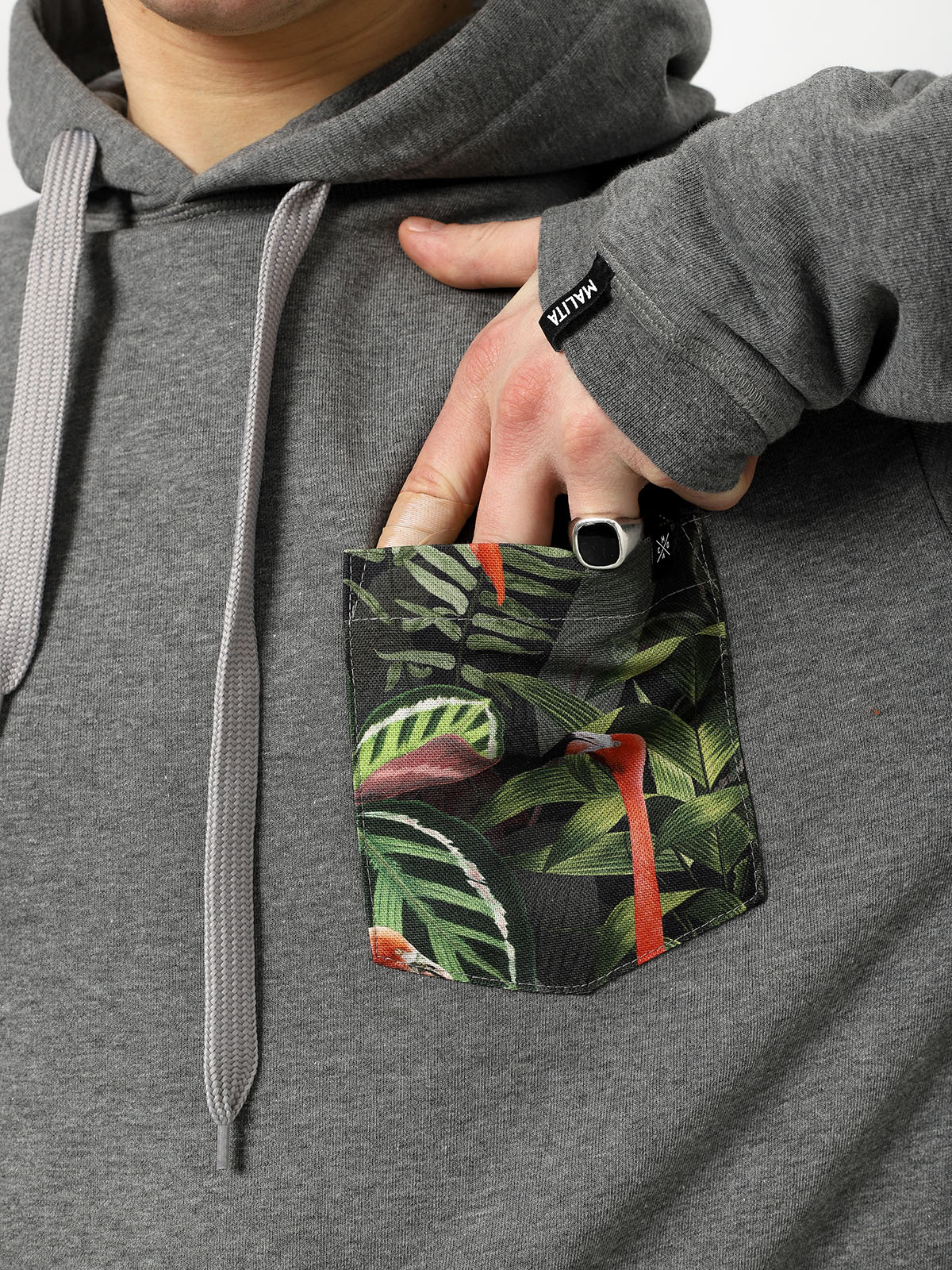 Bluza z kapturem Malita Flamingo Pocket (heathergrey)