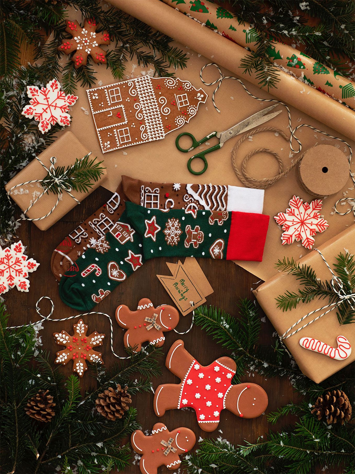 Skarpetki Many Mornings The Gingerbread Man (brown/green)