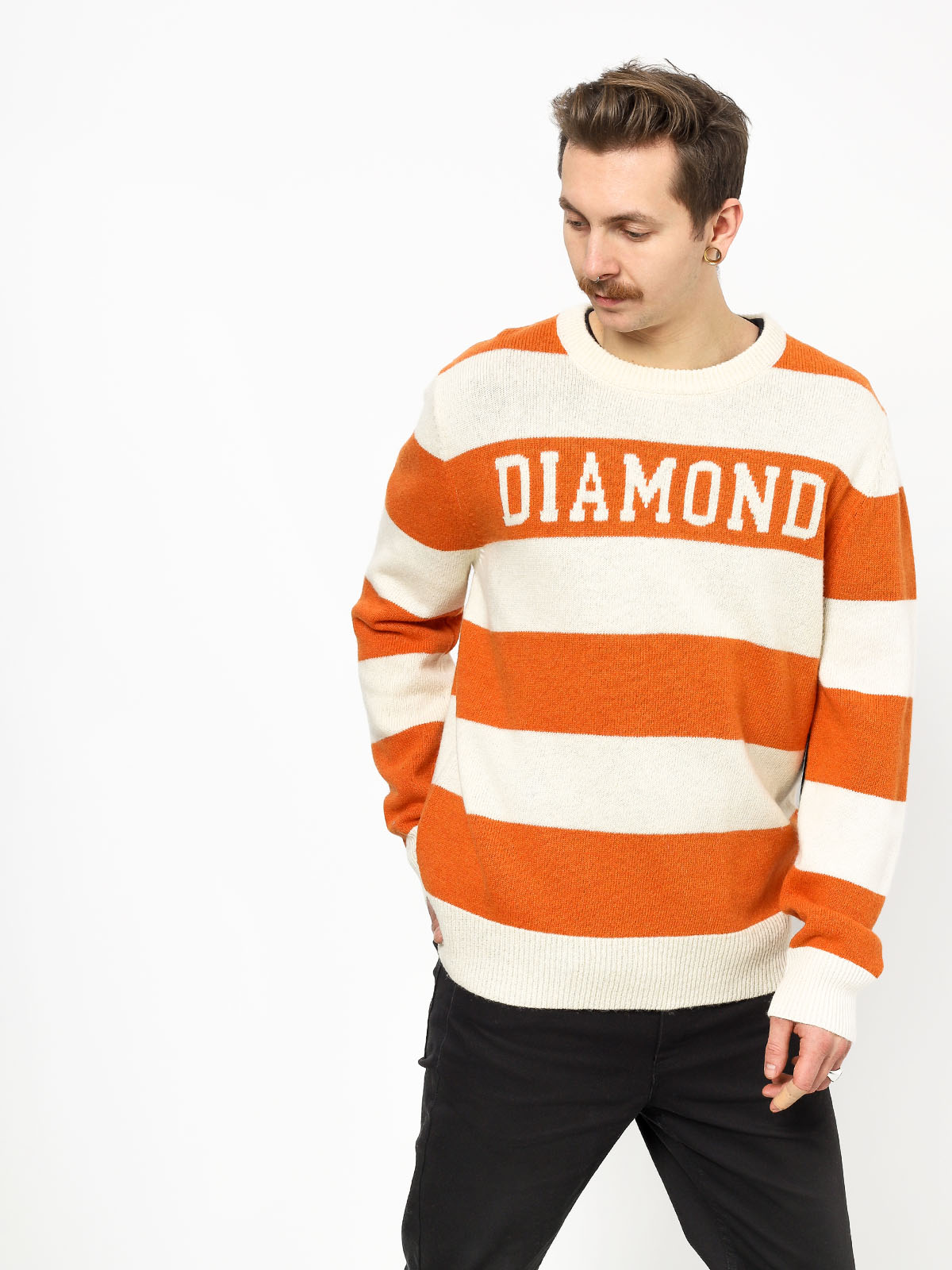 Sweter Diamond Supply Co. Striped Wool (orange)