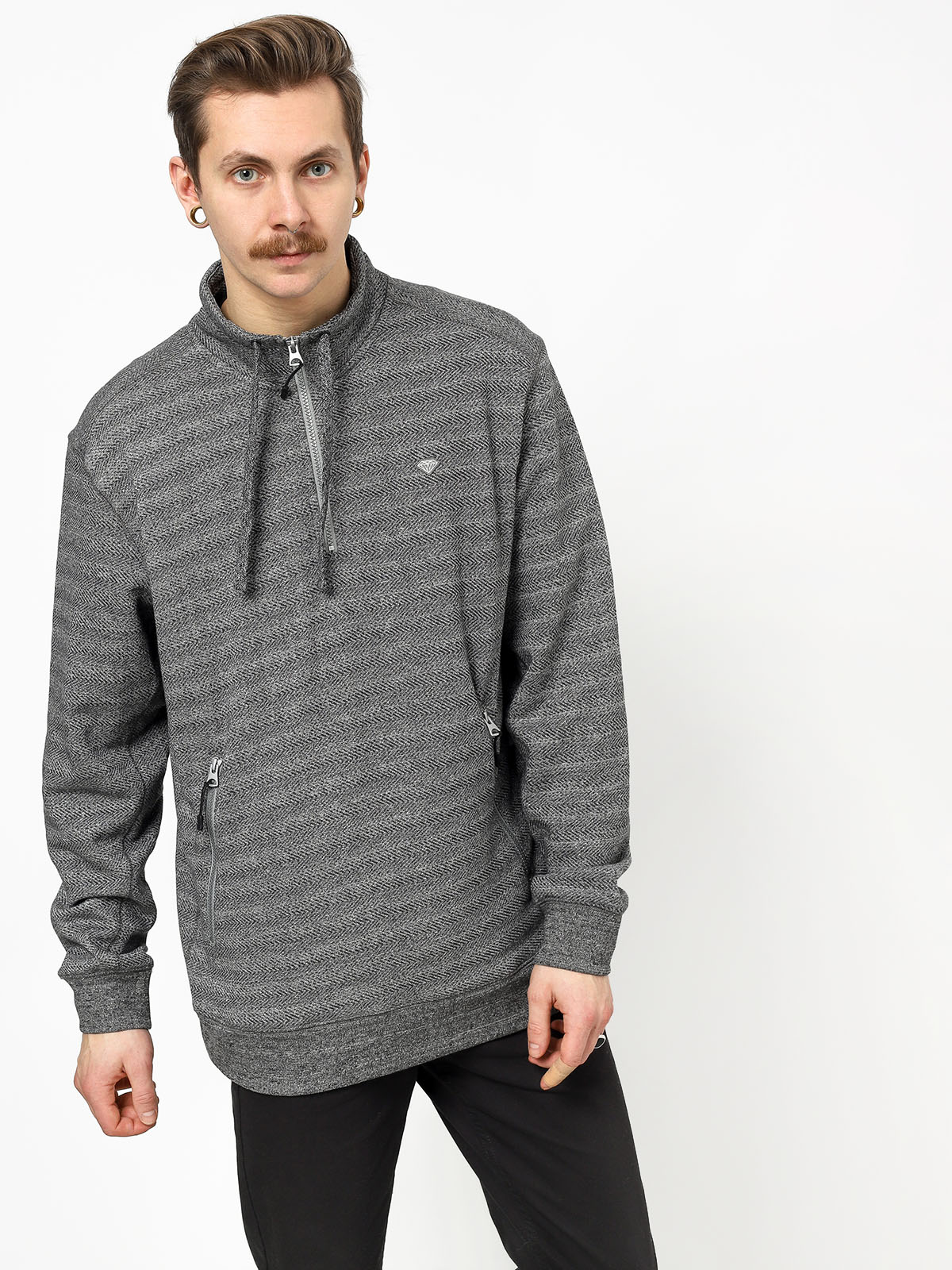 Bluza z kapturem Diamond Supply Co. Diamante Mock Neck (heather grey)
