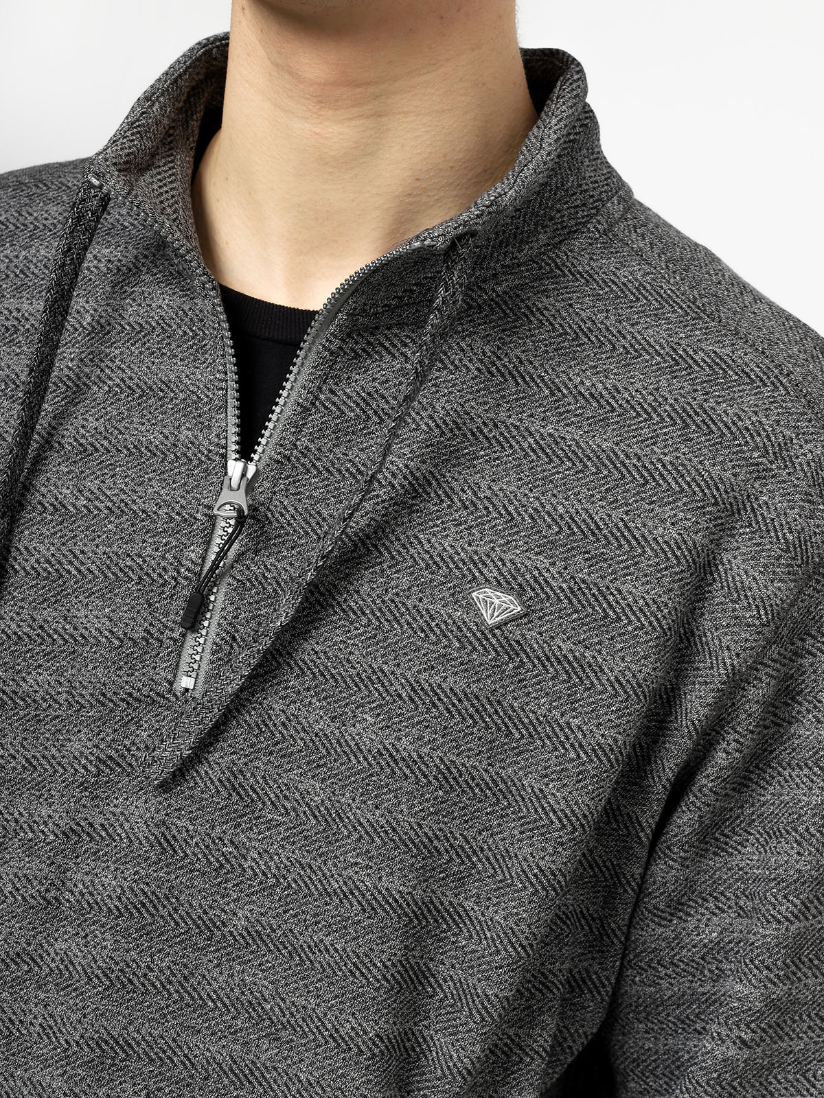 Bluza z kapturem Diamond Supply Co. Diamante Mock Neck (heather grey)