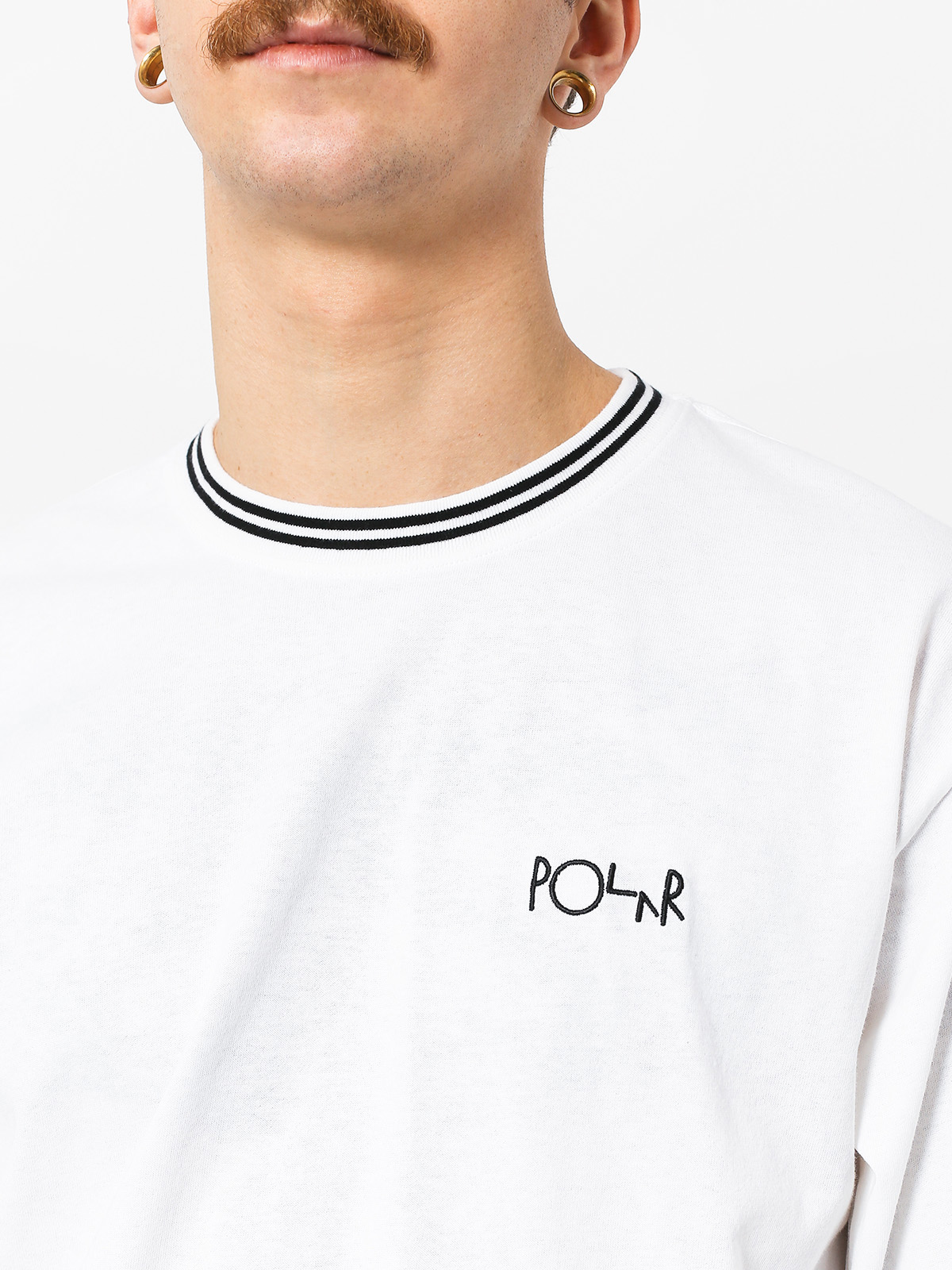 Longsleeve Polar Skate Striped Rib (white/black)
