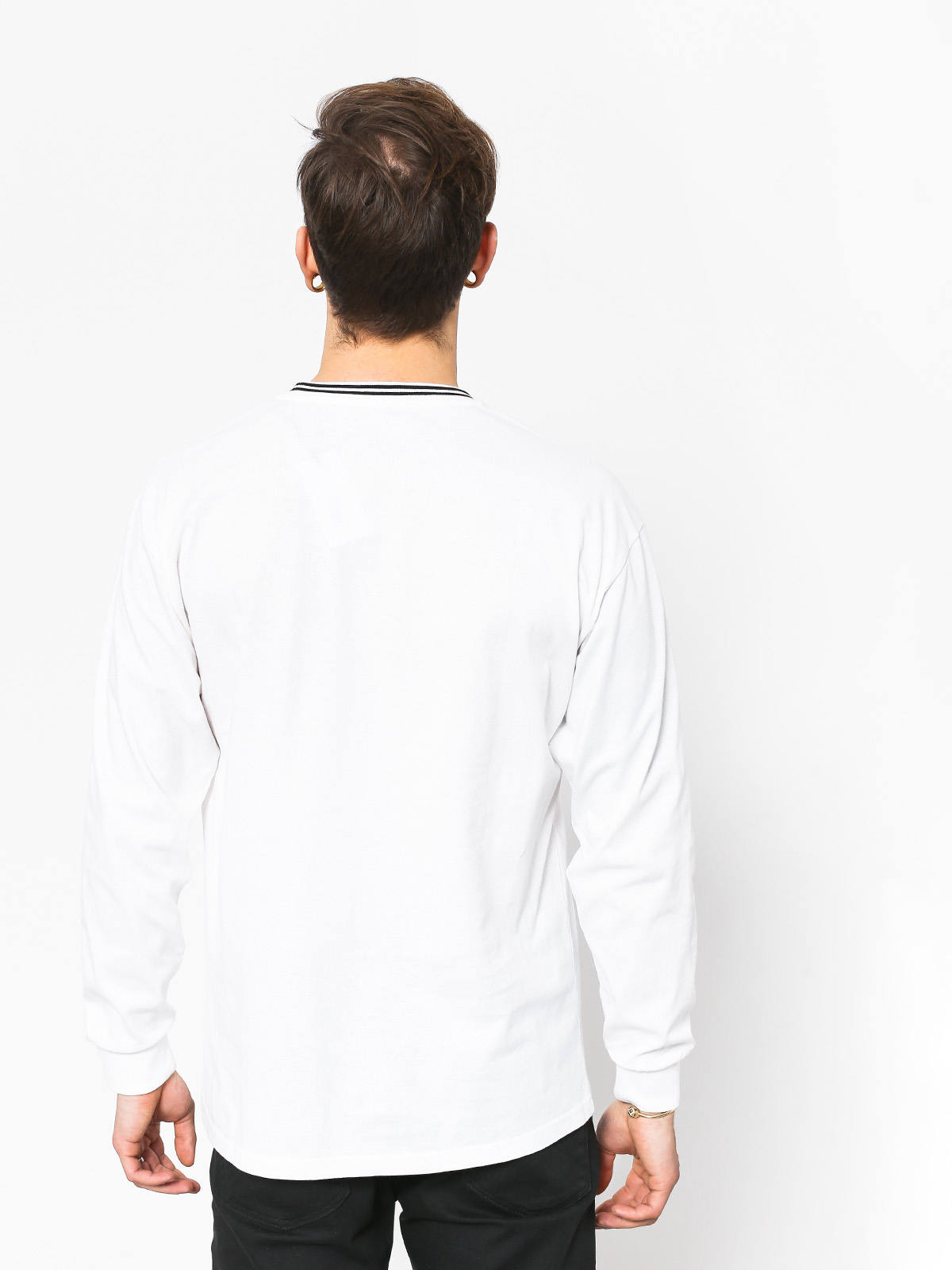 Longsleeve Polar Skate Striped Rib (white/black)