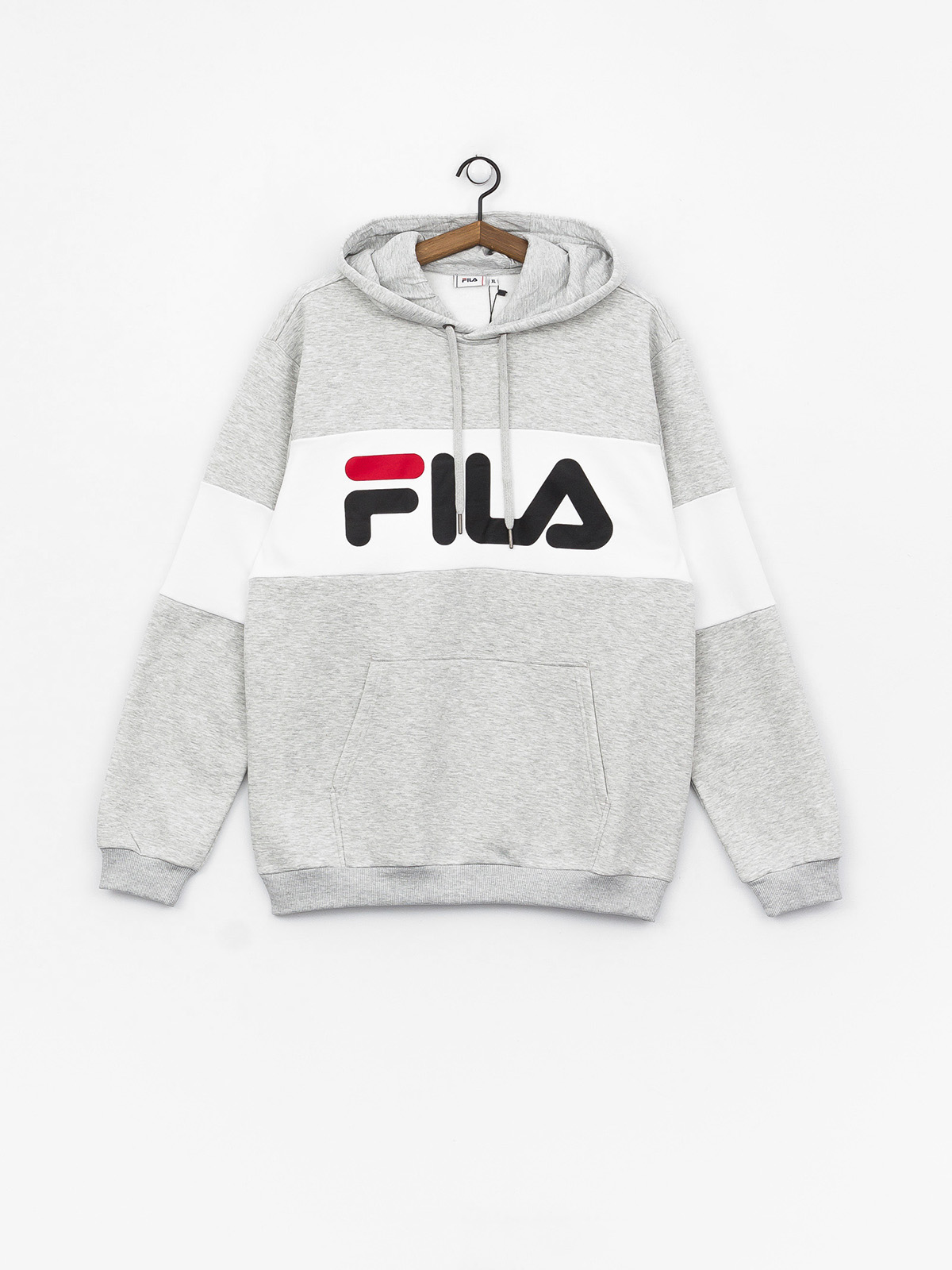 Bluza z kapturem Fila Night HD (light grey melange bros/bright white)