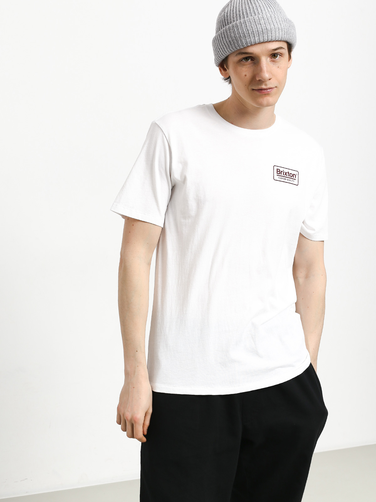 T-shirt Brixton Palmer Prem (white/burgundy)