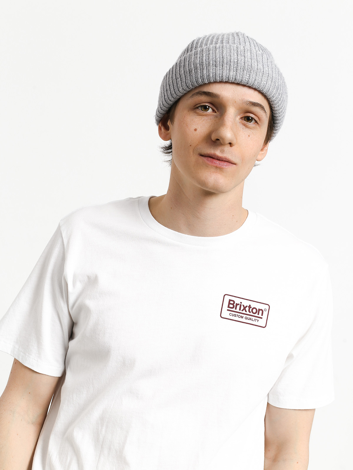 T-shirt Brixton Palmer Prem (white/burgundy)