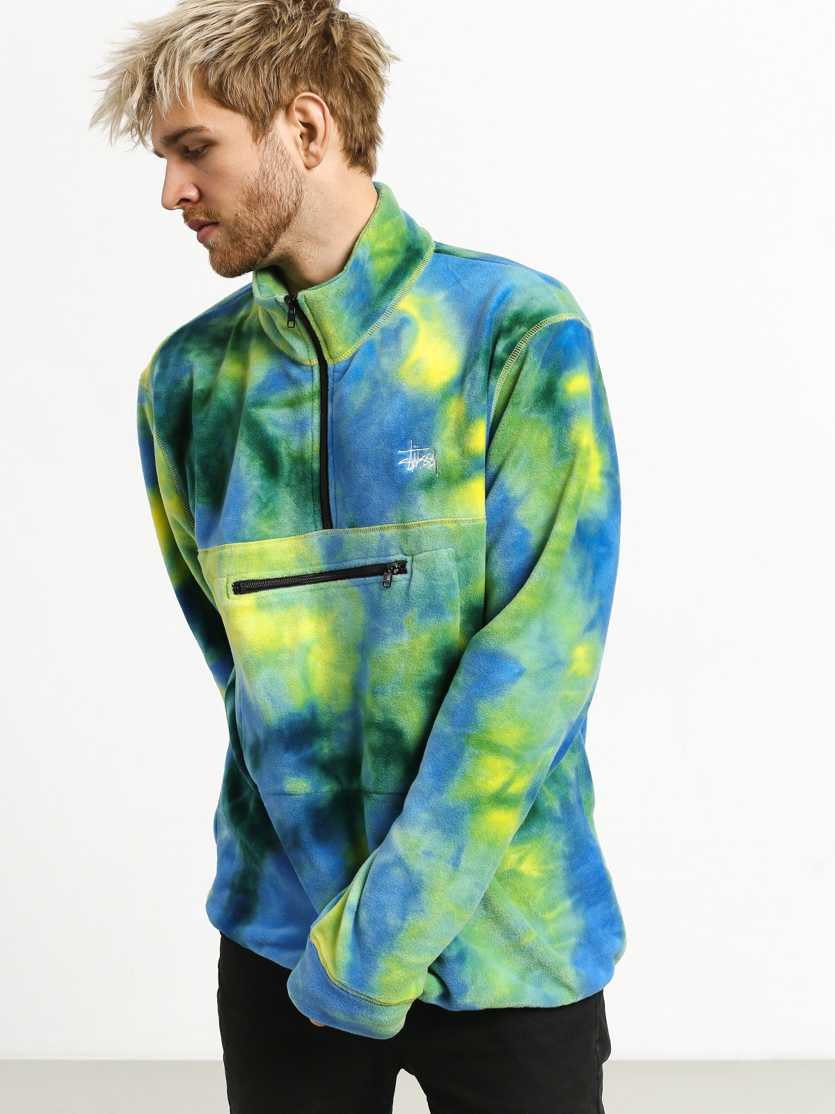 Męski Polar Stussy Polar Fleece Mock Neck (tie dye)