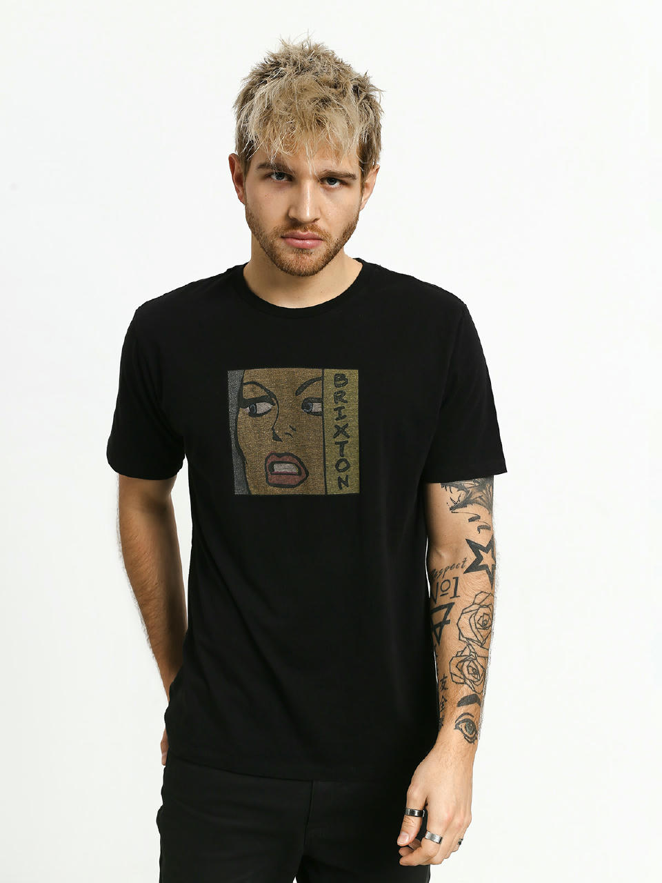 T-shirt Brixton Damsel Prt (washed black)