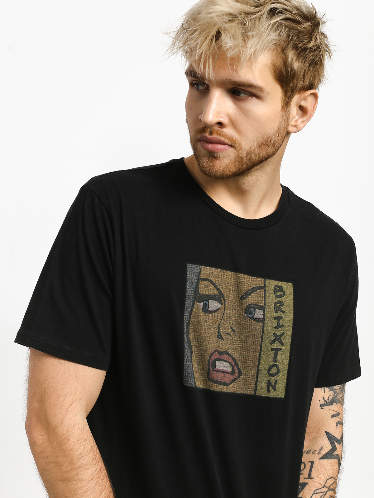 T-shirt Brixton Damsel Prt (washed black)