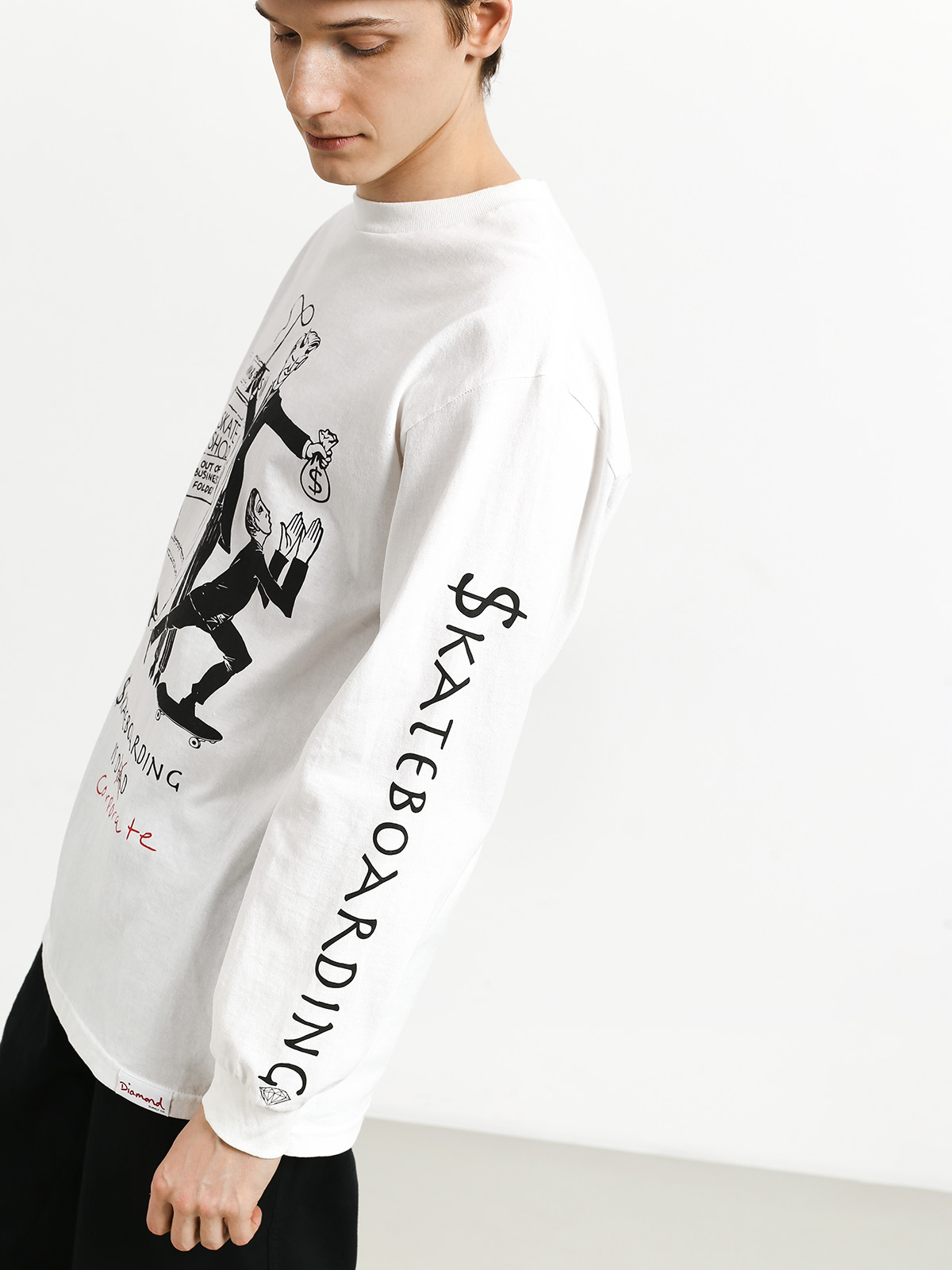 Longsleeve Diamond Supply Co. Skate Crime (white)