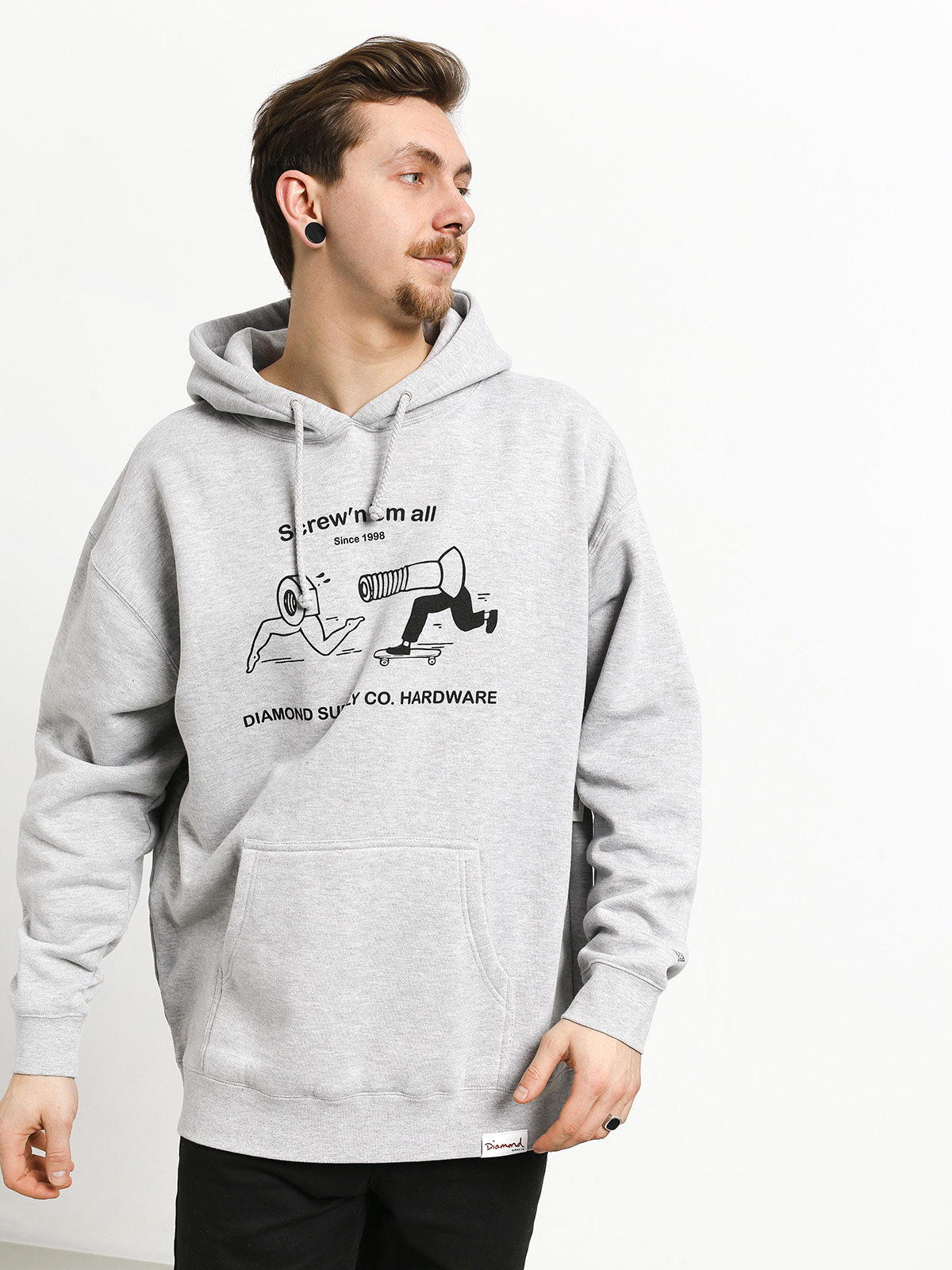 Bluza z kapturem Diamond Supply Co. Screw N Em All HD (heather grey)