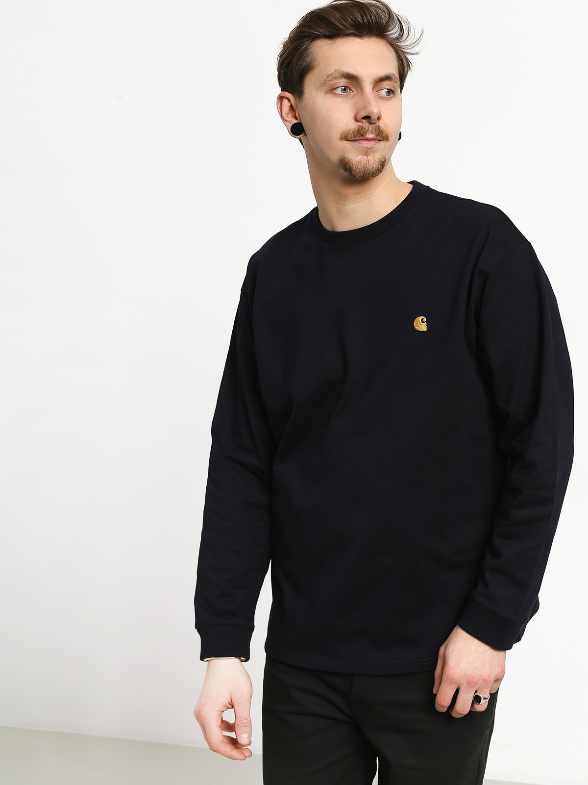 Longsleeve Carhartt WIP Chase (dark navy/gold)