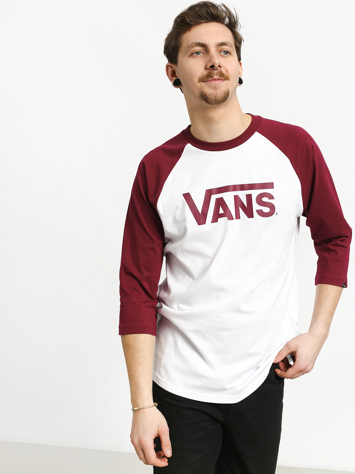 Koszulka Vans Classic Raglan (white/rhumba red)