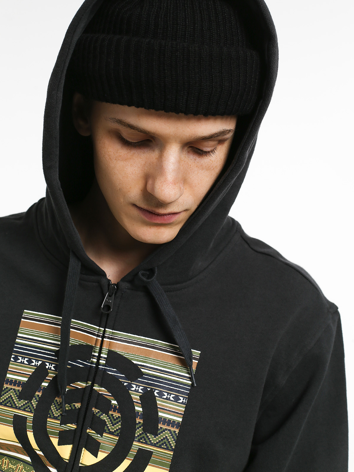 Bluza z kapturem Element Indiana Logo Block ZHD (off black)