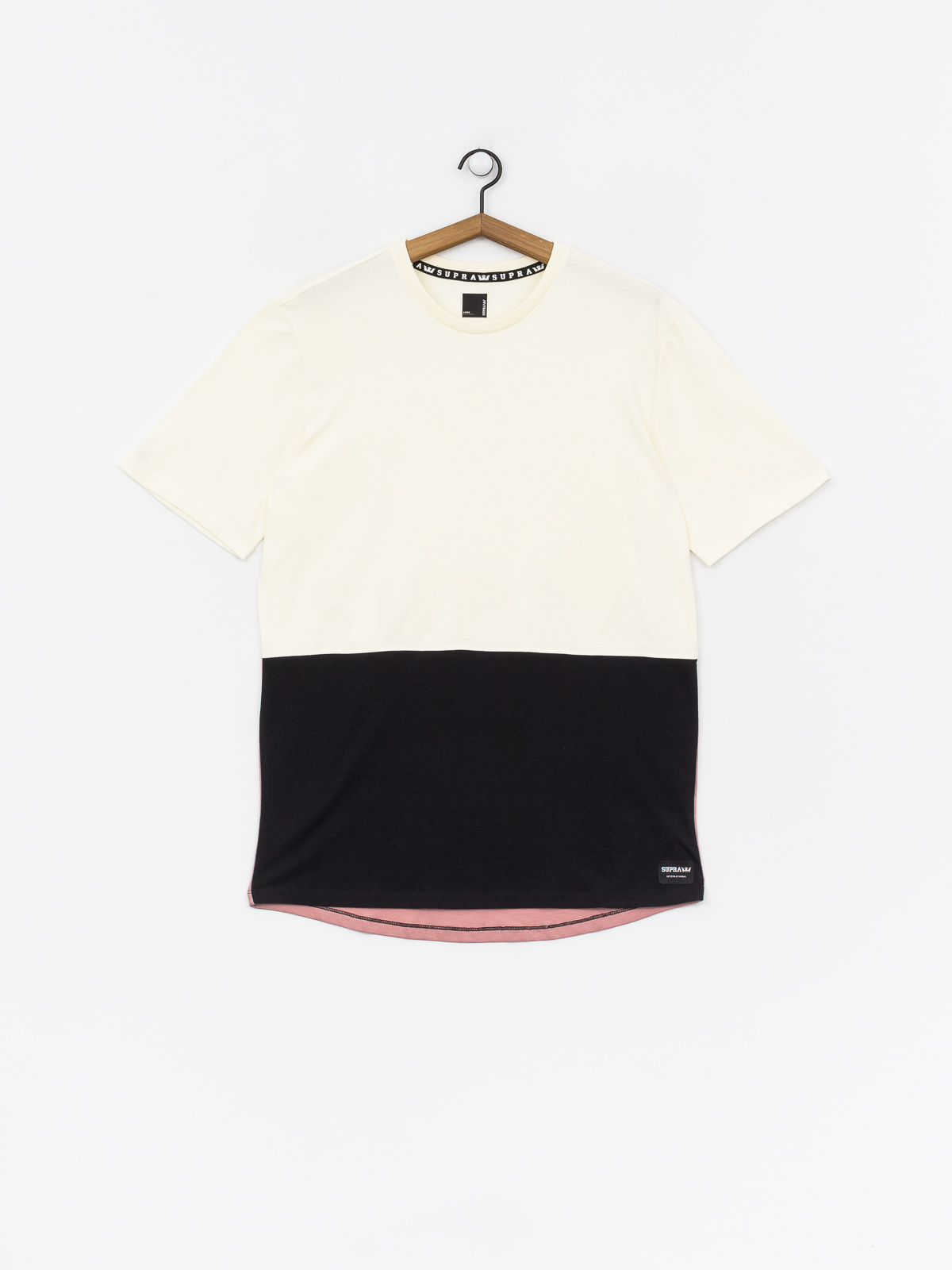 T-shirt Supra Color Block Crew II (bone/black/mauve)