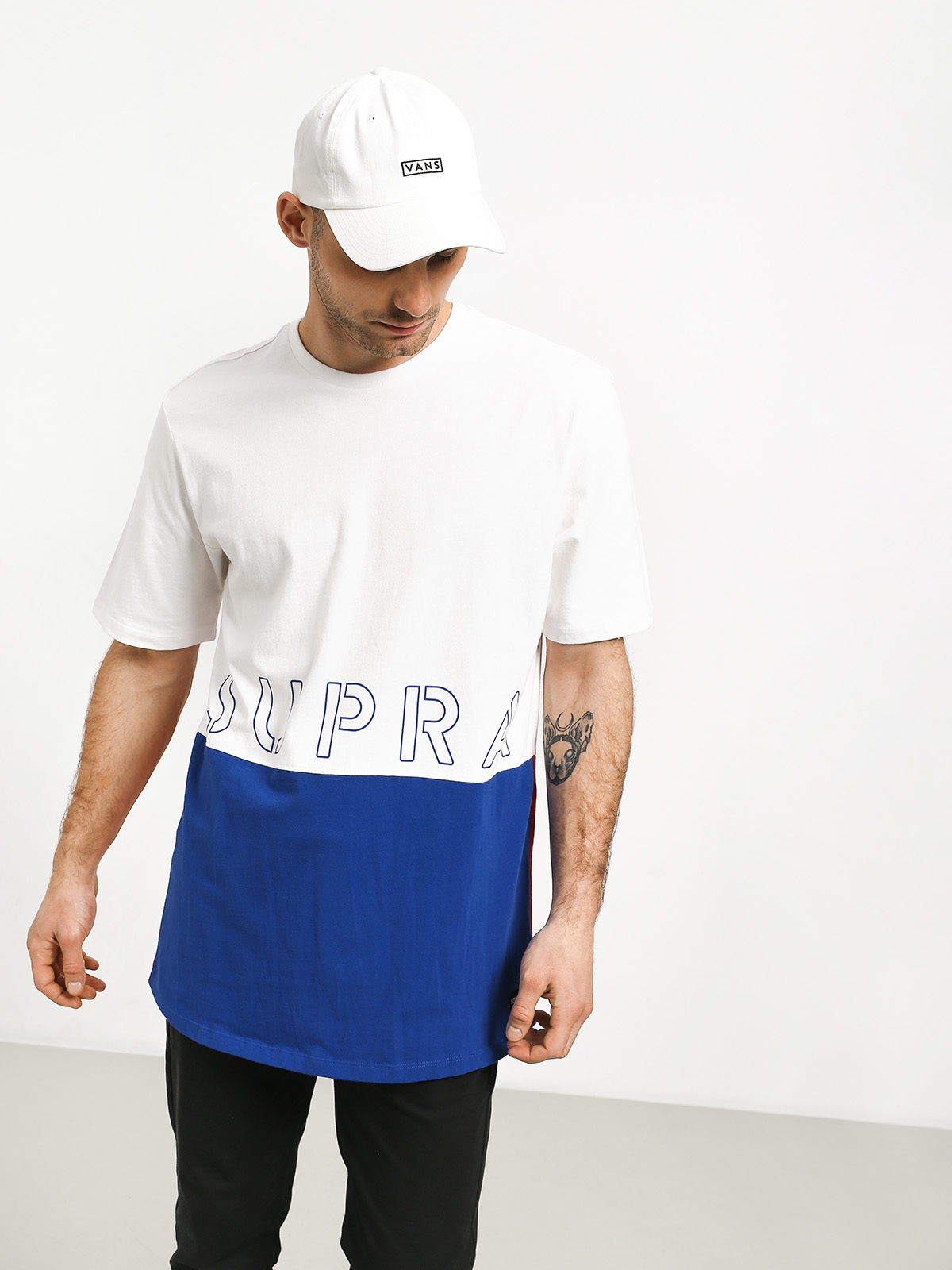 T-shirt Supra Color Block Crew II (white/blue/red)