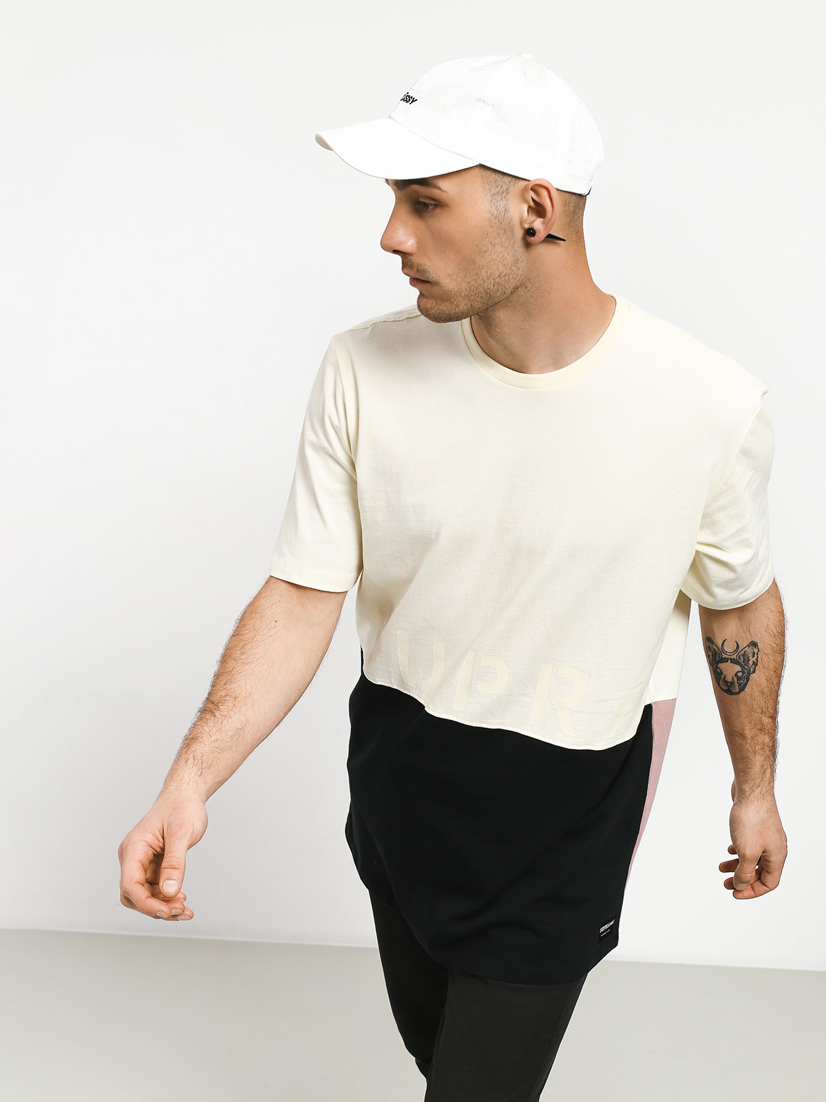 T-shirt Supra Color Block Crew II (bone/black/mauve)