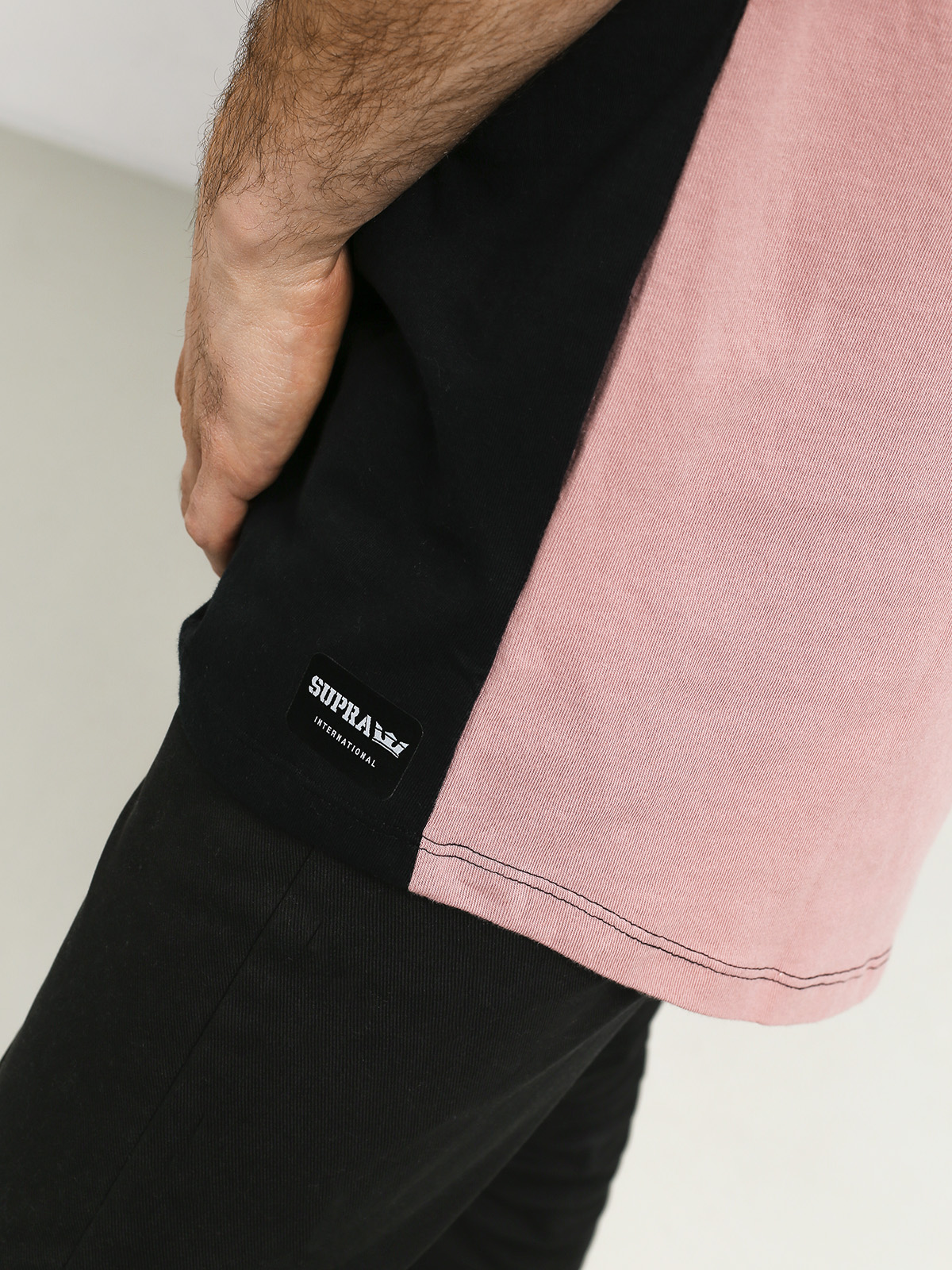 T-shirt Supra Color Block Crew II (bone/black/mauve)