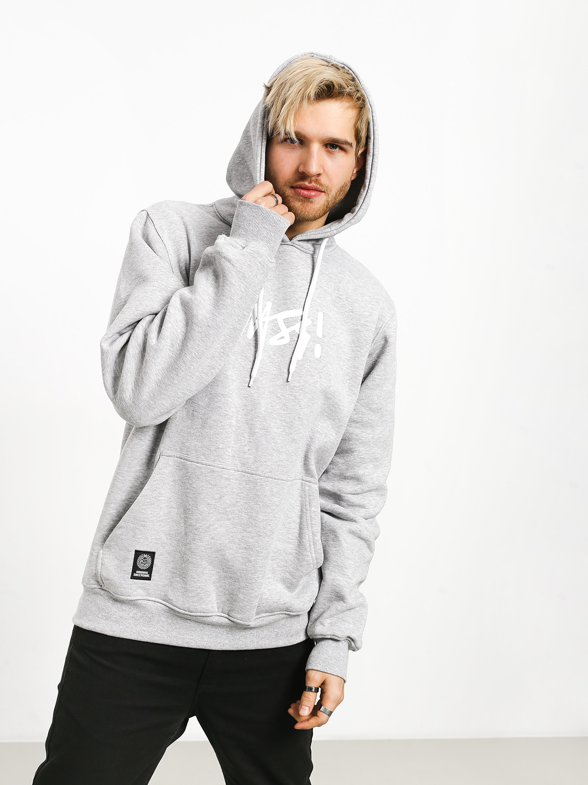 Bluza z kapturem MassDnm Signature Medium Logo HD (light heather grey)