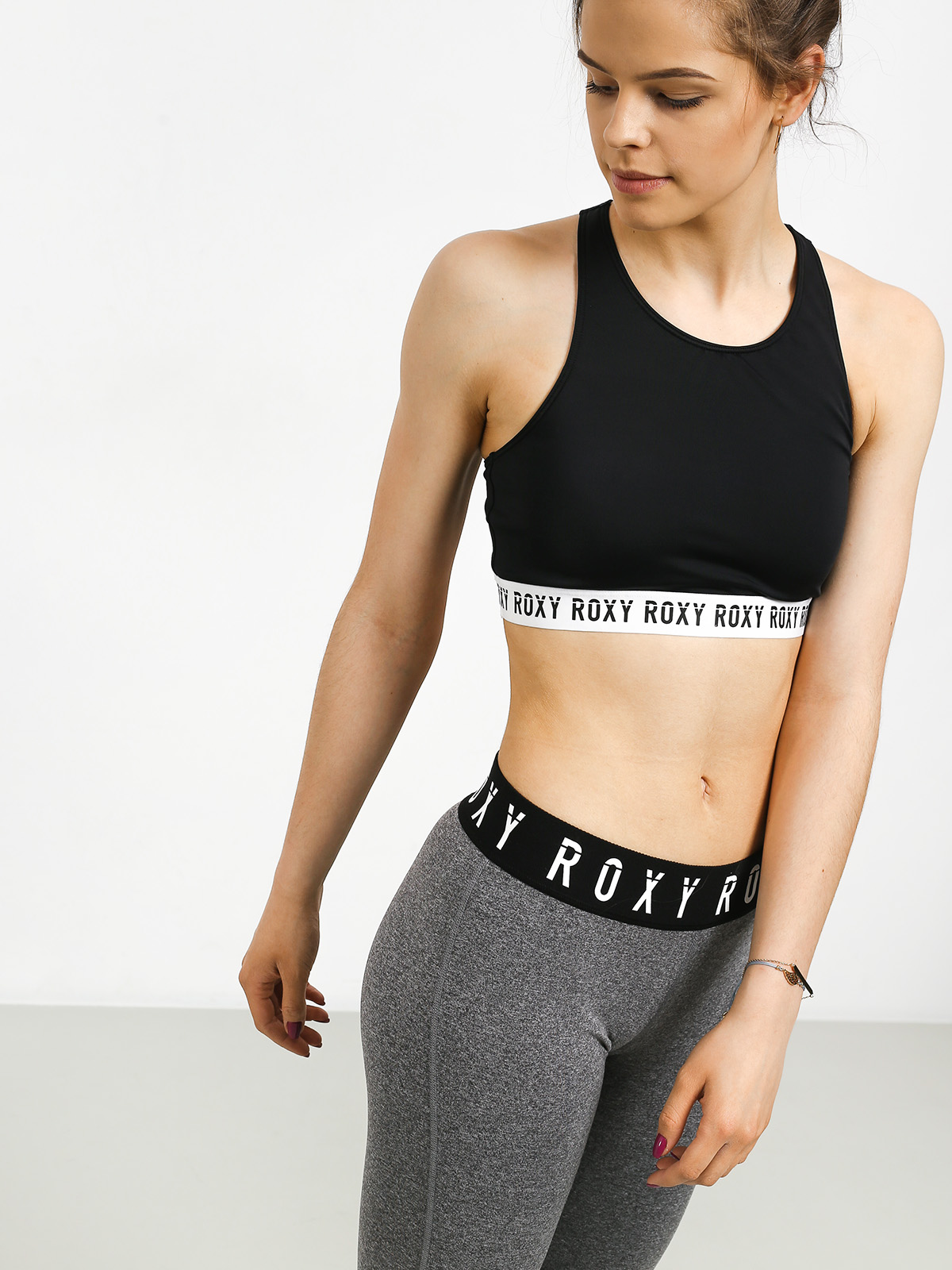 Stanik sportowy Roxy Fitness Full Crop Top Sld Wmn (true black)