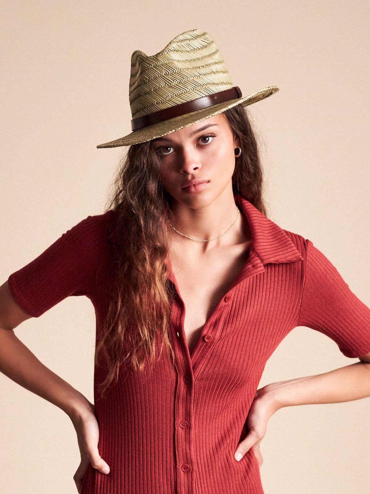 Kapelusz Brixton Messer Straw Fedora (tan)