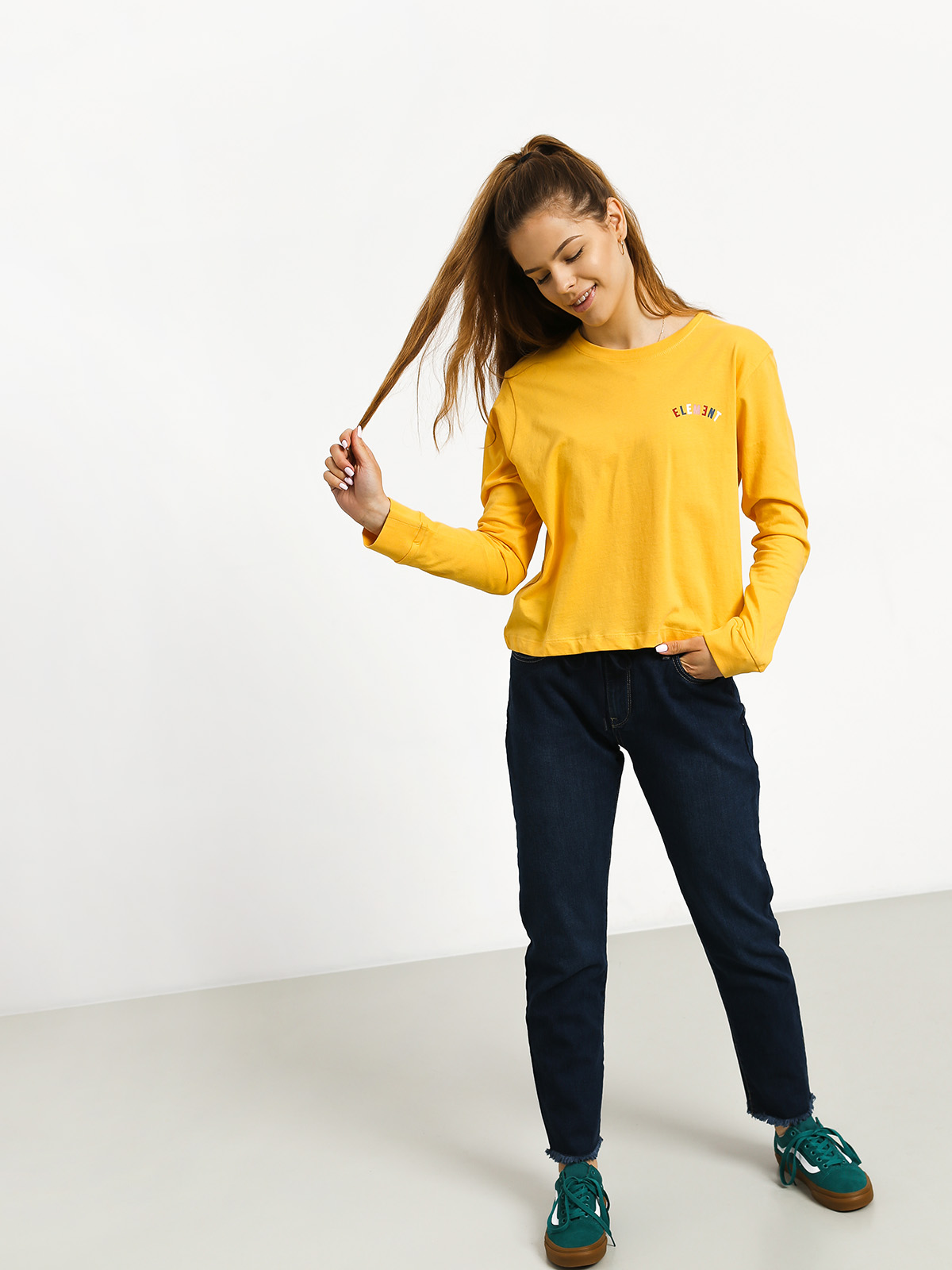 Longsleeve Element Rainbow Crop Wmn (banana)