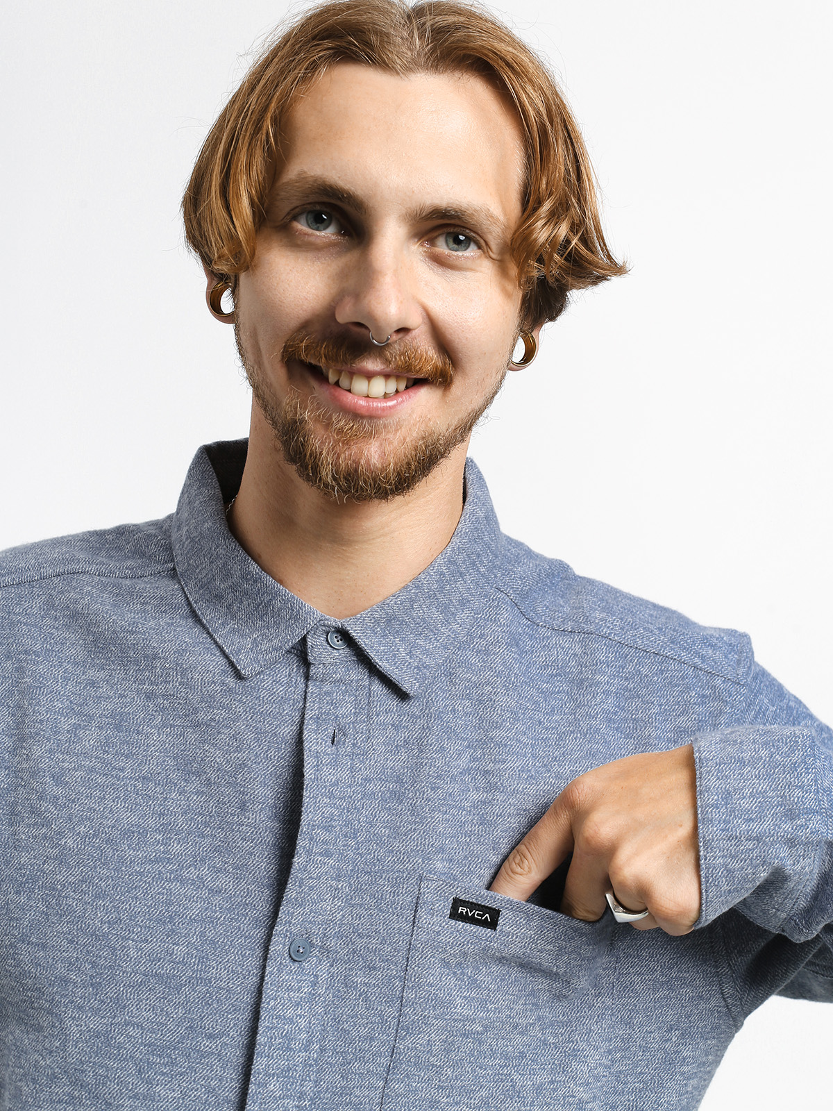 Koszula RVCA Blackand Flannel L (china blue)