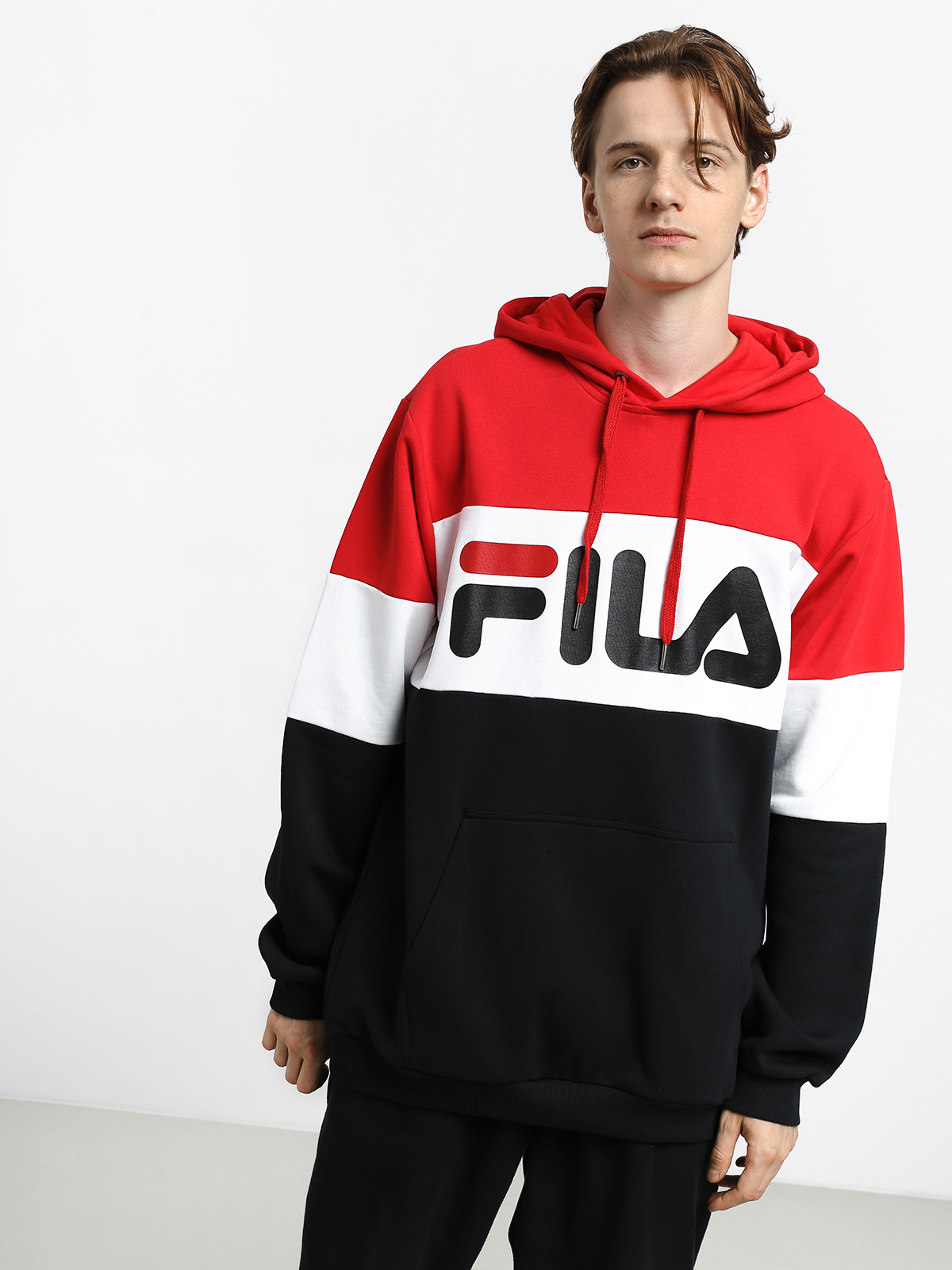 Bluza z kapturem Fila Night Blocked HD (true red/black/bright white)