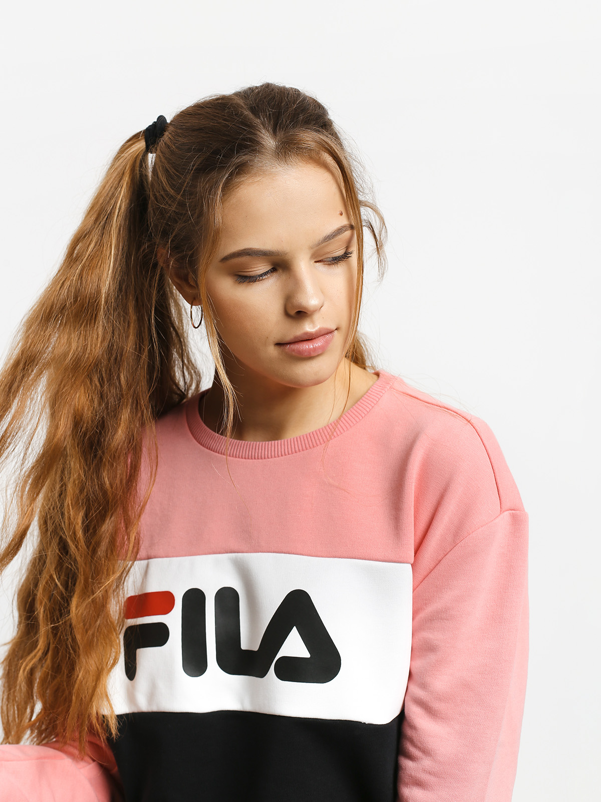 Bluza Fila Leah Crew Wmn (black/quarz pink/bright white)