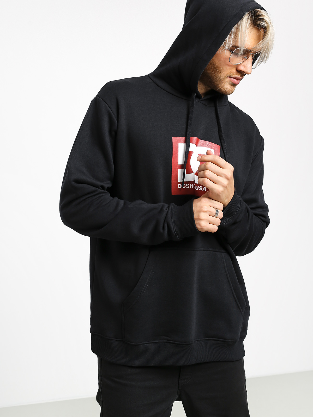 Bluza z kapturem DC Square Star HD (black/chili pepper)