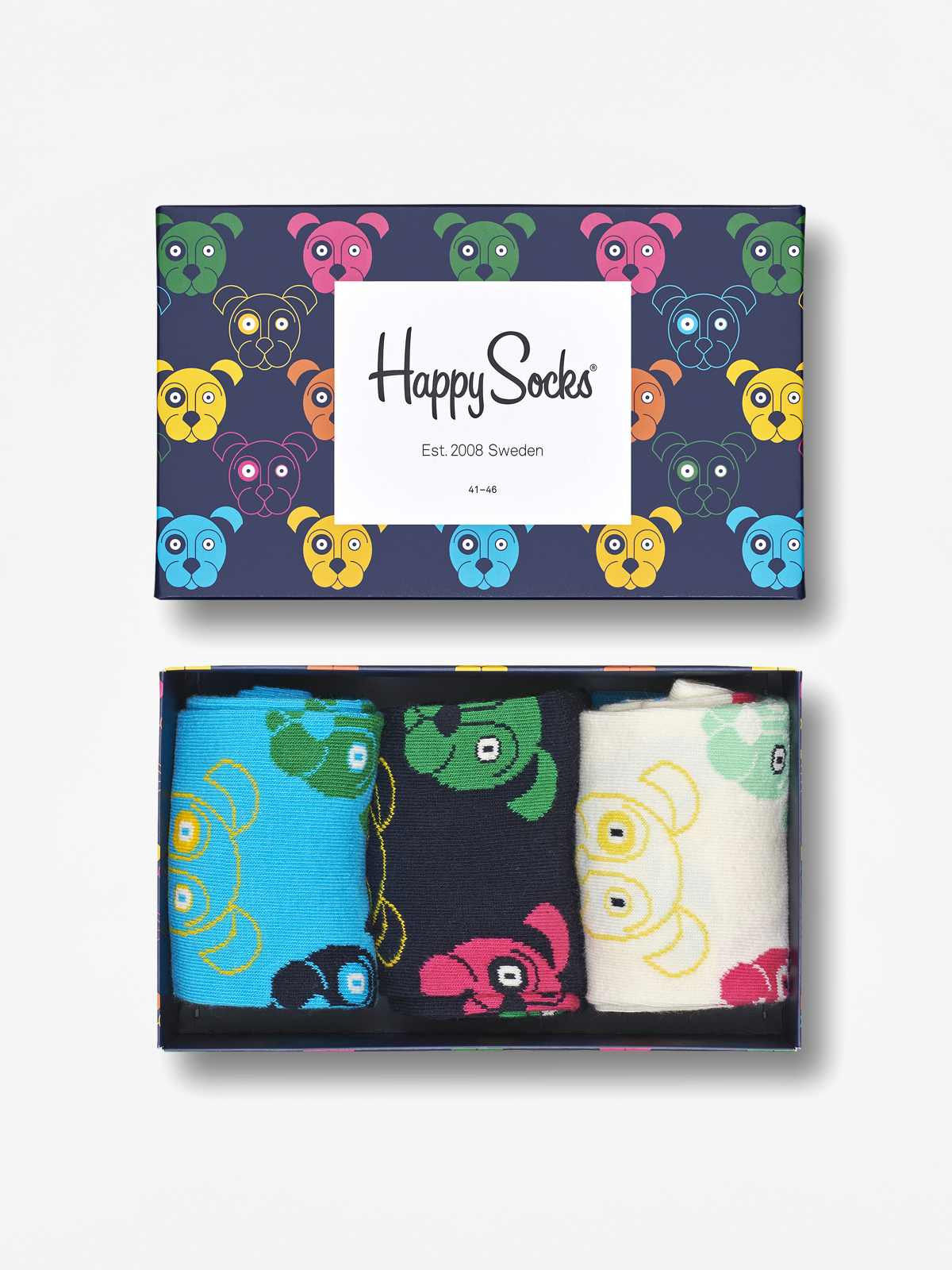 Skarpetki Happy Socks Giftbox Dog (white/navy/blue)