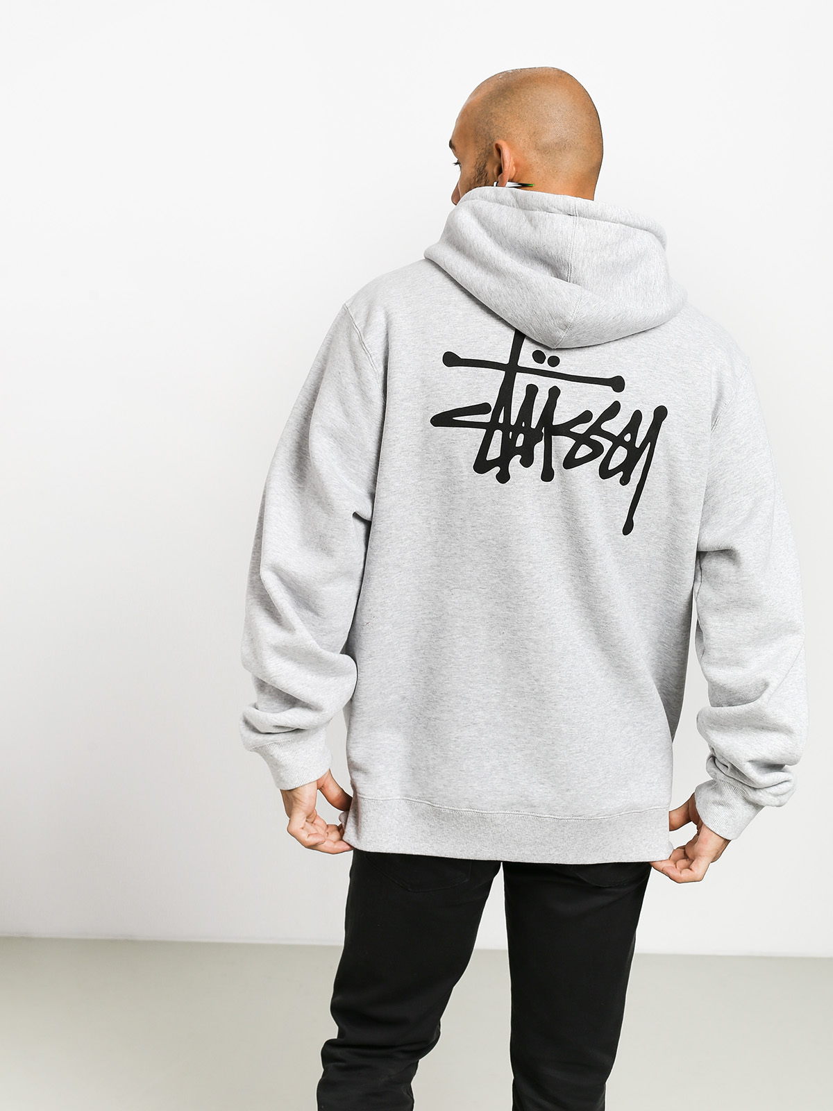 Bluza z kapturem Stussy Basic Stussy ZHD (ash heather)