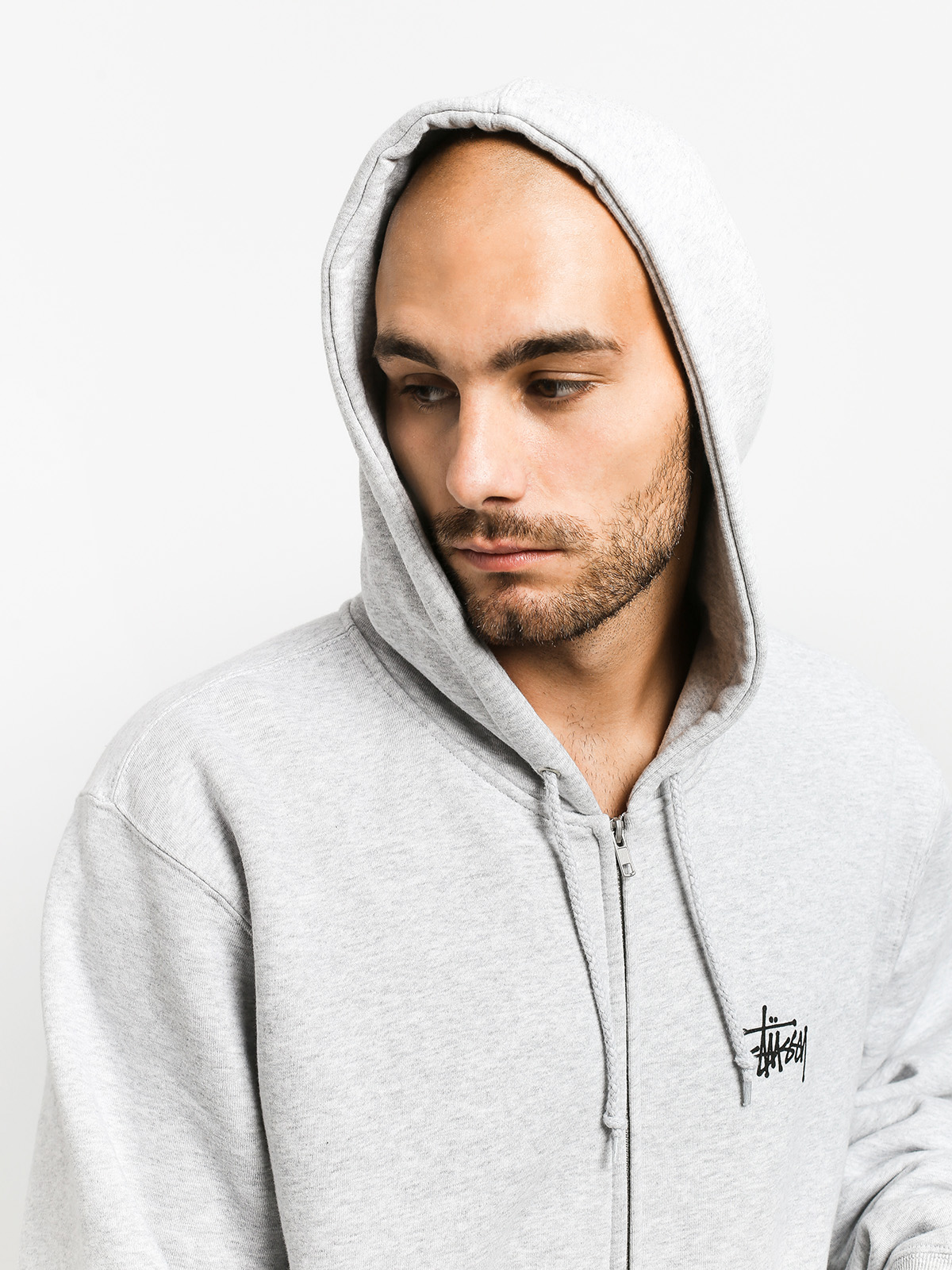 Bluza z kapturem Stussy Basic Stussy ZHD (ash heather)