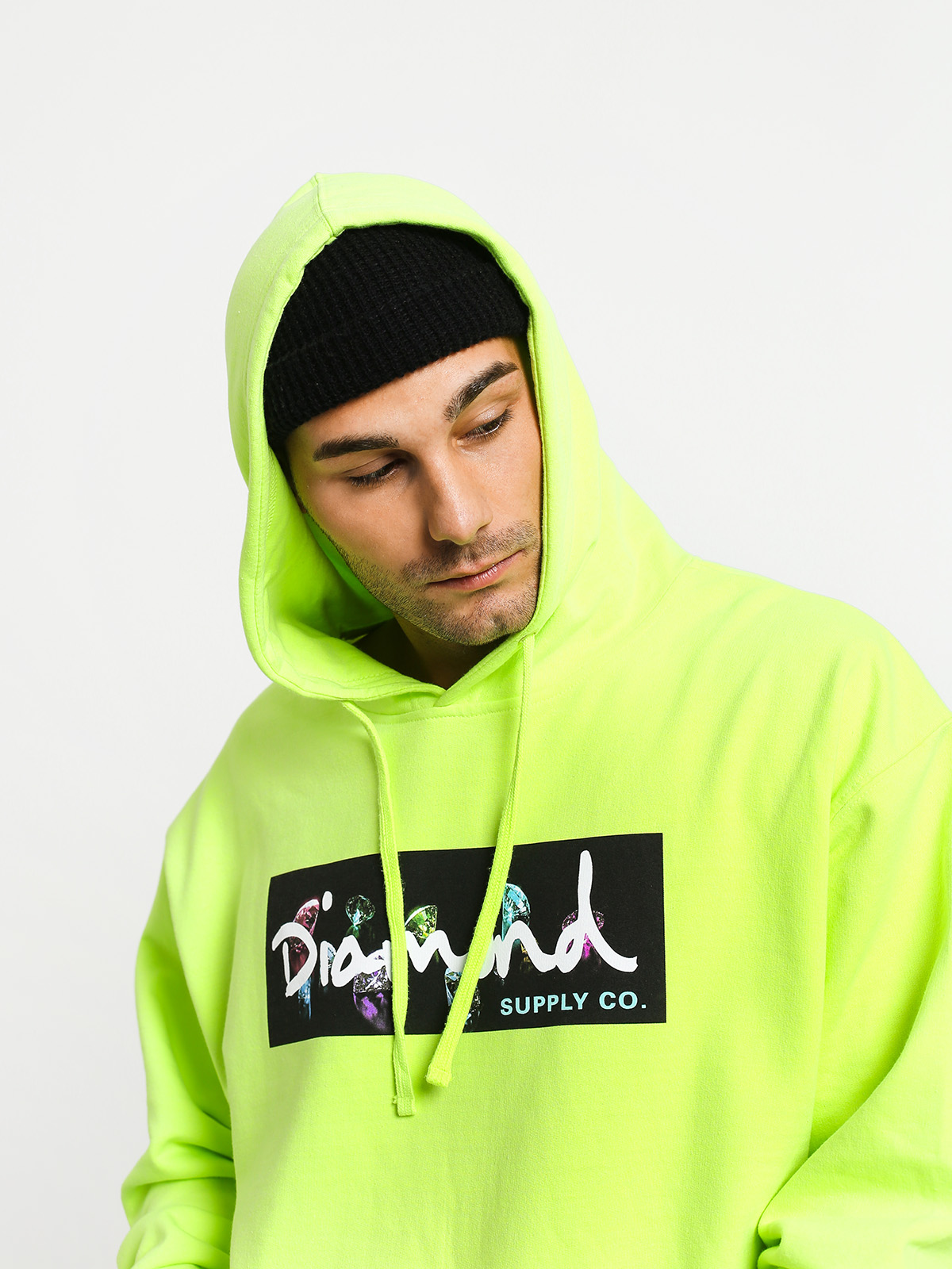 Bluza z kapturem Diamond Supply Co. Color Box Logo HD (safety green)