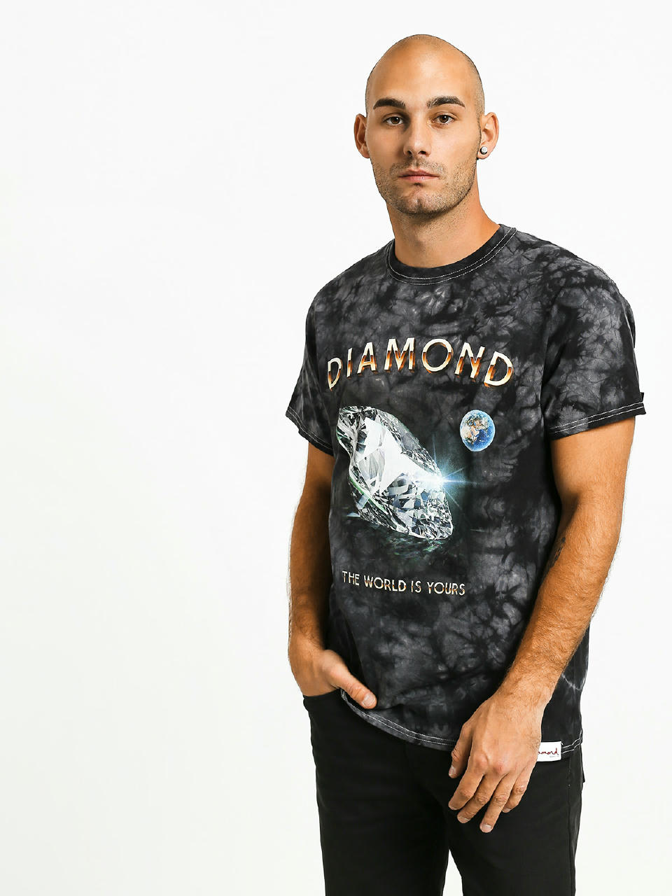 T-shirt Diamond Supply Co. World Is Yours Crystal Wash (black)