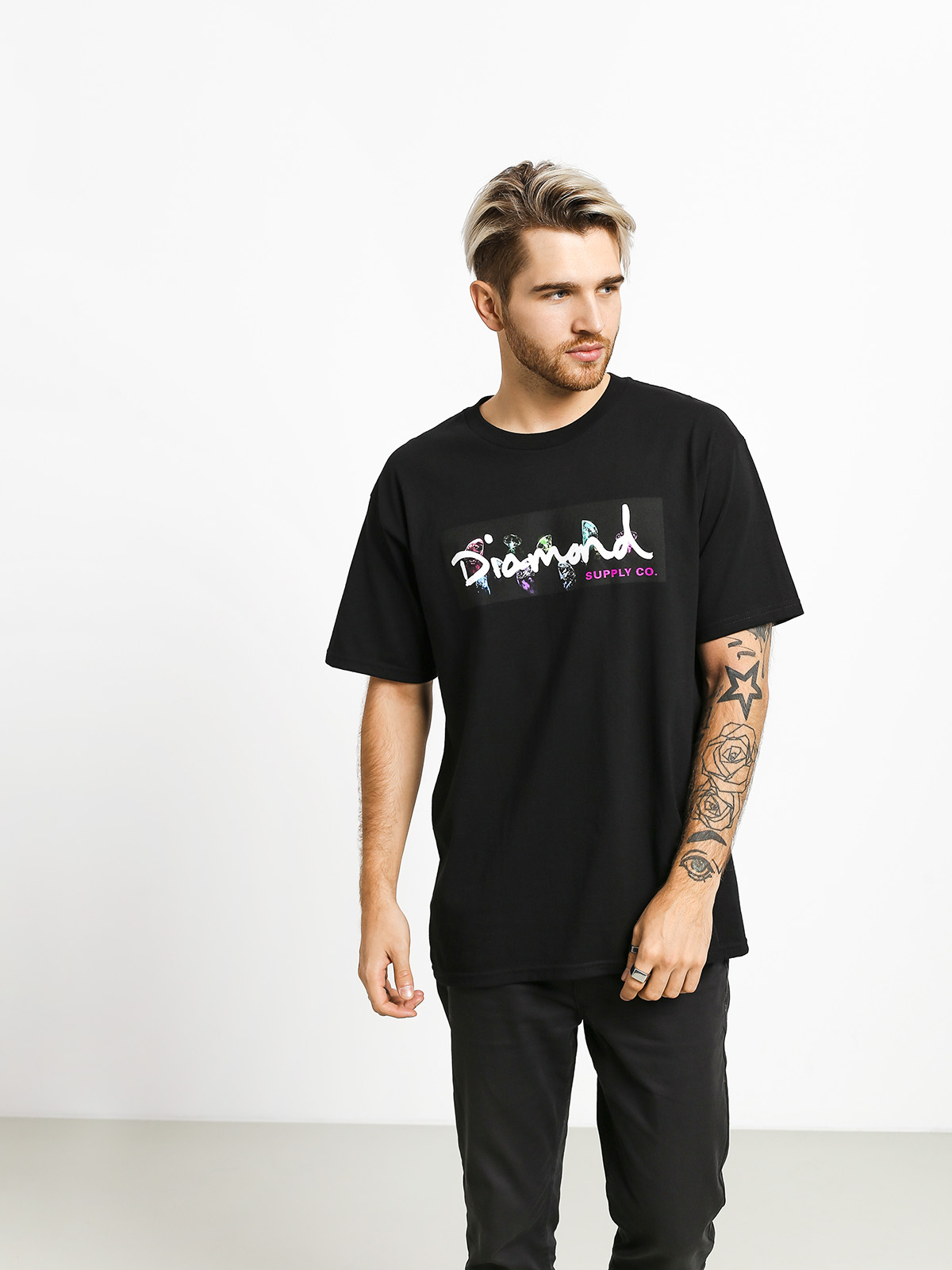 T-shirt Diamond Supply Co. Color Box Logo (black)