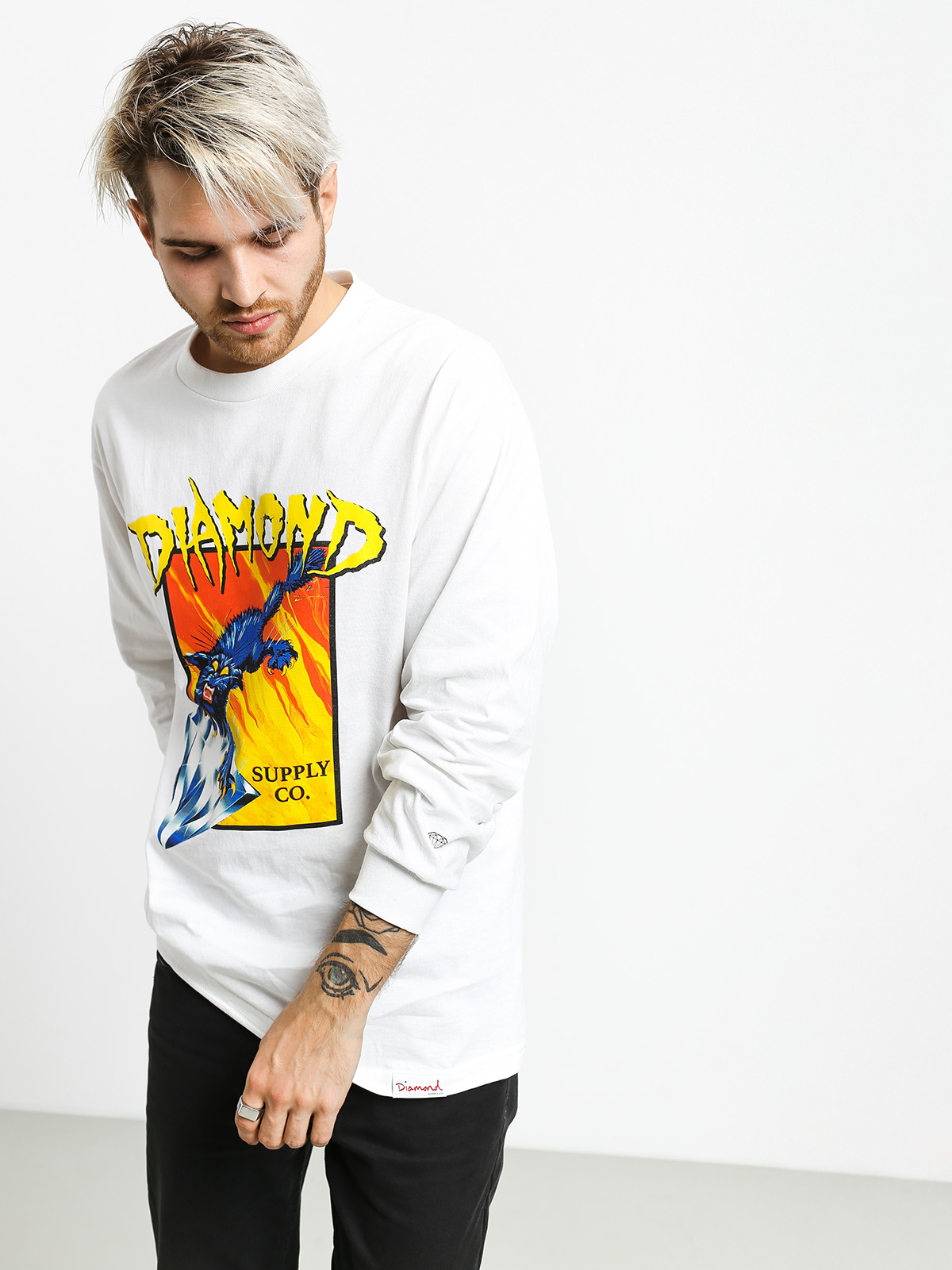 Longsleeve Diamond Supply Co. Greed (white)