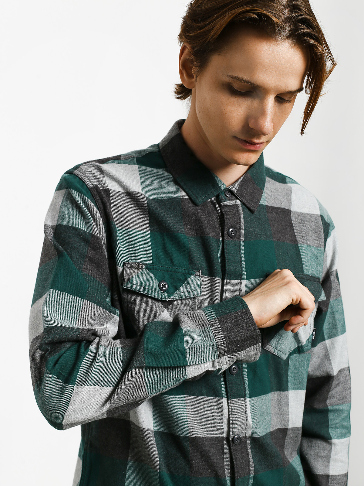 Koszula Vans Box Flannel (trekking green/grey heather)