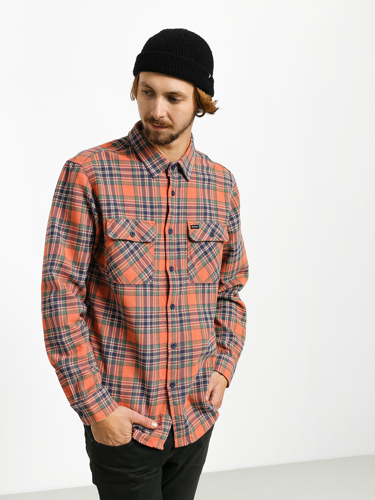 Koszula Brixton Bowery Flannel Ls (salmon/navy)