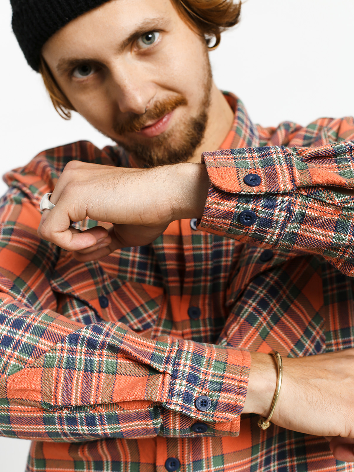 Koszula Brixton Bowery Flannel Ls (salmon/navy)