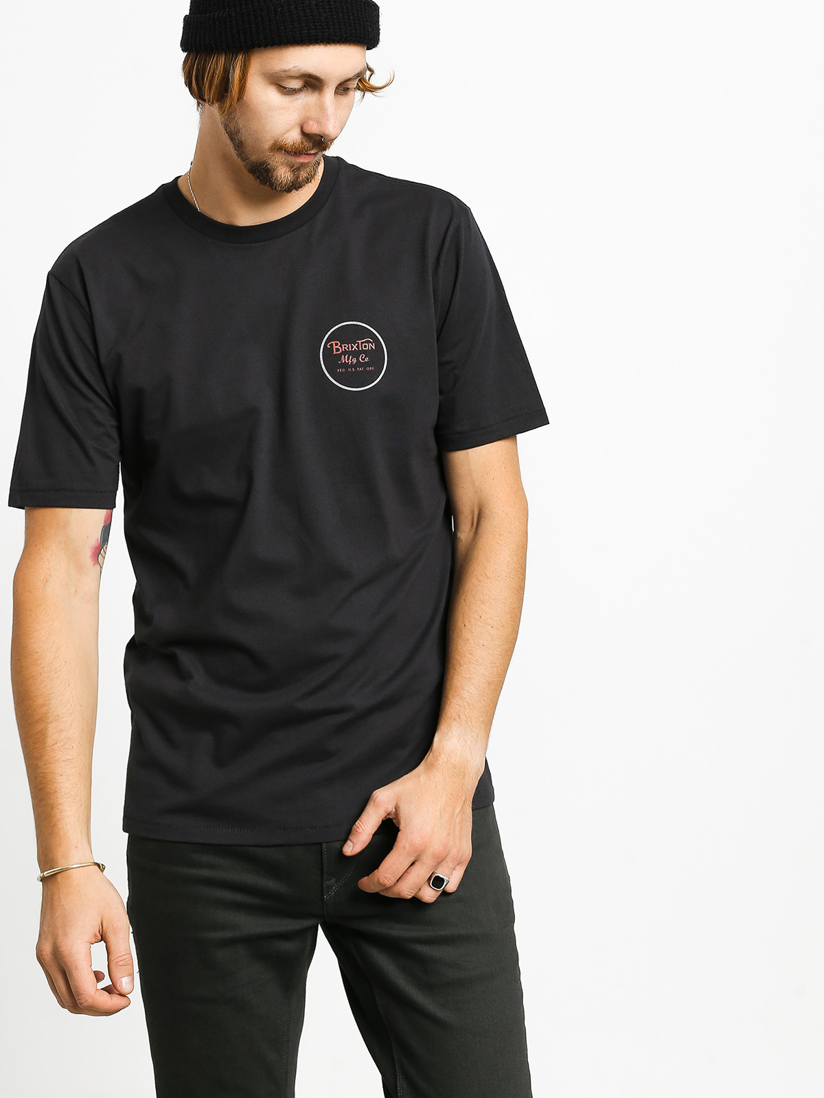 T-shirt Brixton Wheeler II Prem (washed black/red)