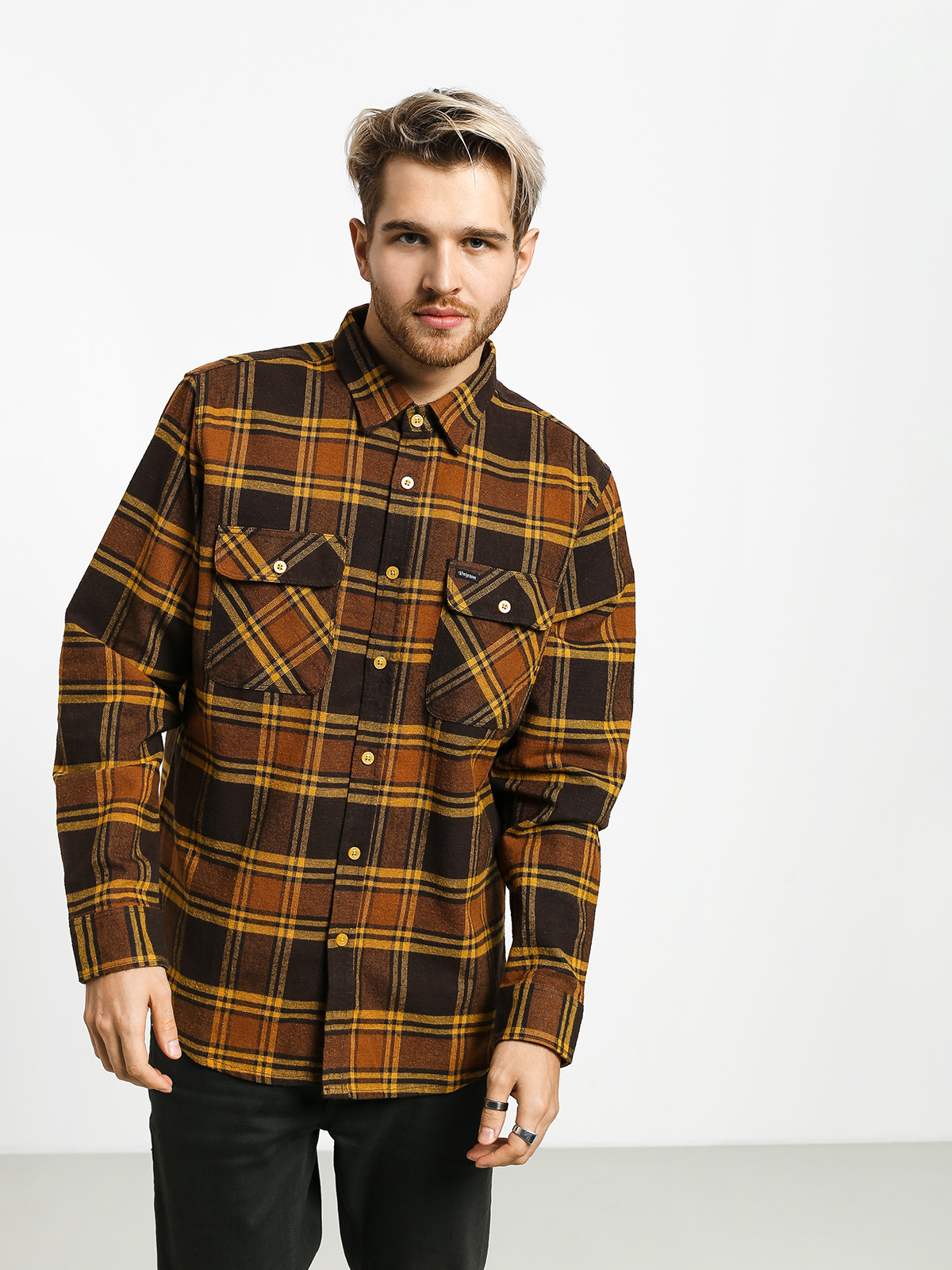 Koszula Brixton Bowery Flannel Ls (brown/gold)