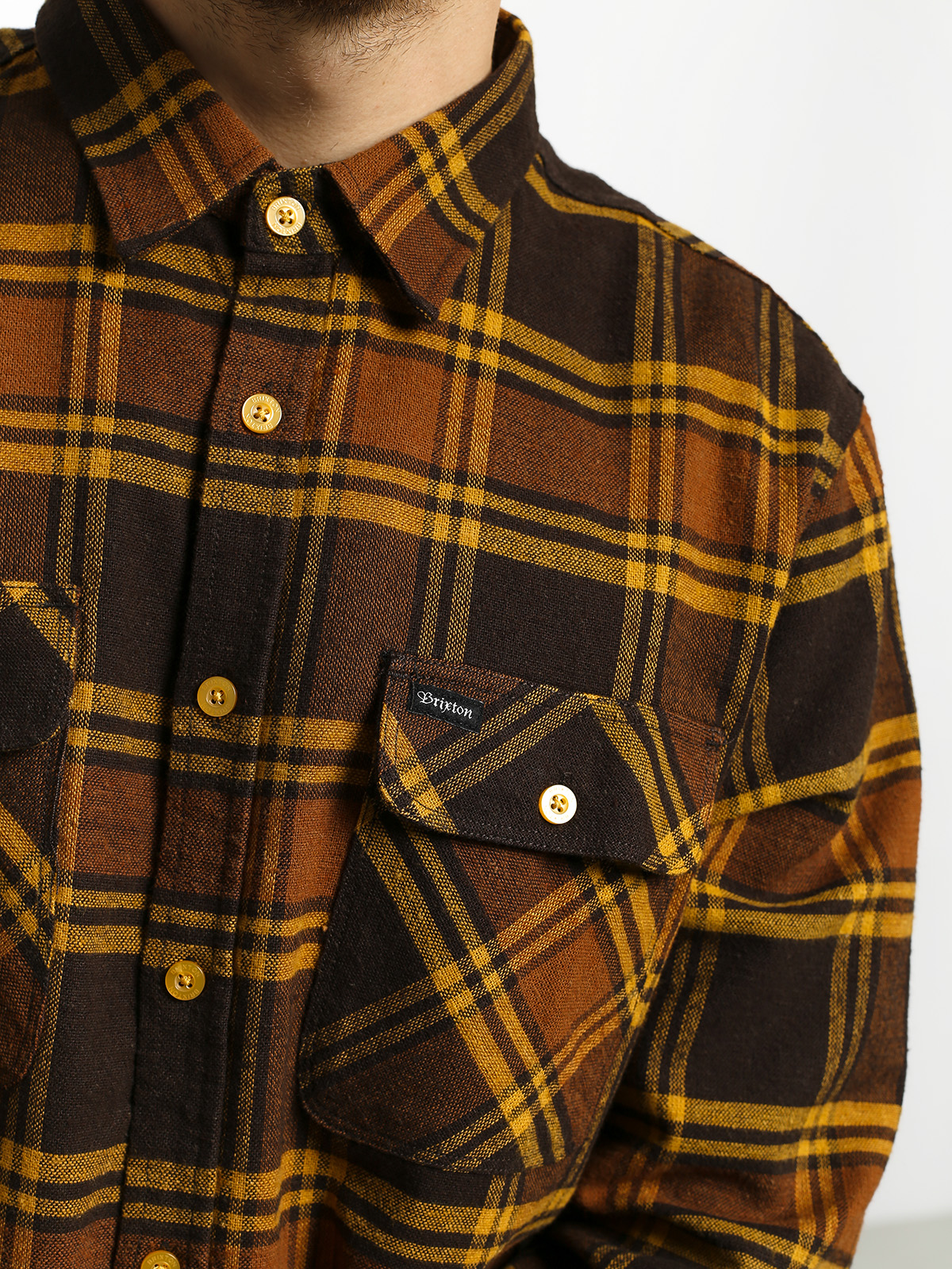 Koszula Brixton Bowery Flannel Ls (brown/gold)
