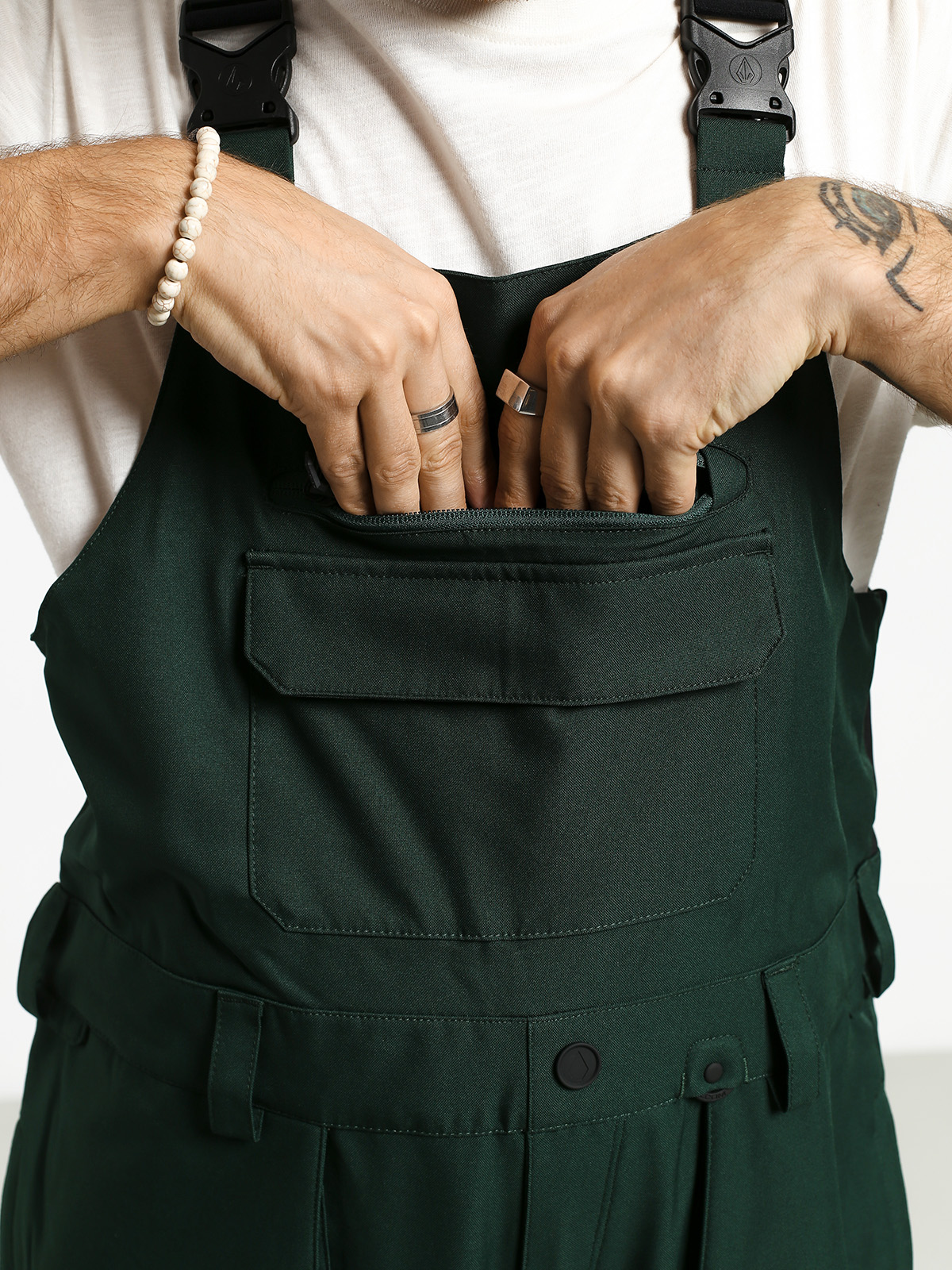 Męskie Spodnie snowboardowe Volcom Roan Bib Overall (dkg)