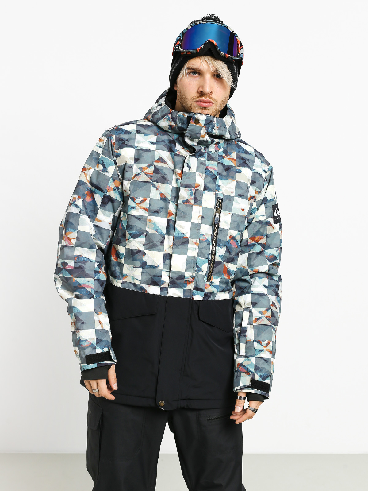 Męska Kurtka snowboardowa Quiksilver Mission Printed Block (barn red ongrid)