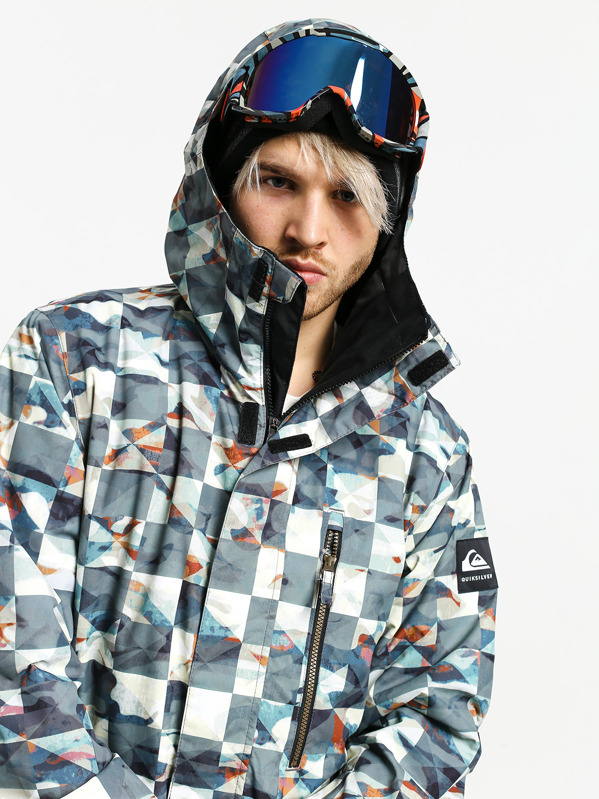 Męska Kurtka snowboardowa Quiksilver Mission Printed Block (barn red ongrid)